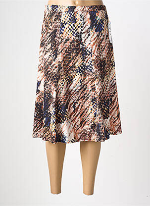Jupe mi-longue stretch marron GEVANA femme