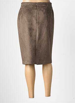 Jupe mi-longue stretch marron GEVANA femme