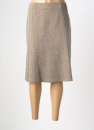 Jupe mi-longue stretch marron GEVANA femme