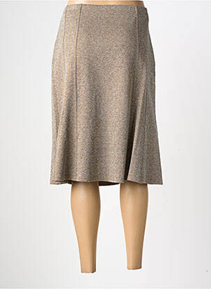 Jupe mi-longue stretch marron GEVANA femme