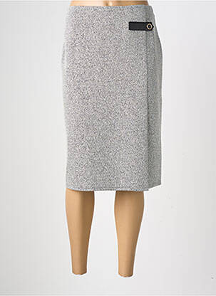 Jupe mi-longue stretch gris GEVANA femme