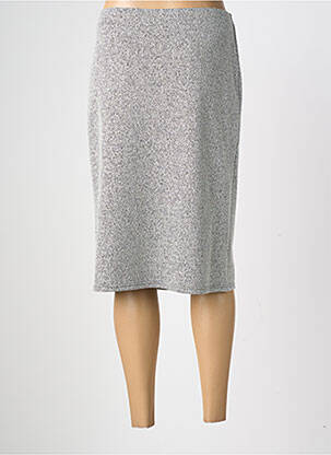 Jupe mi-longue stretch gris GEVANA femme
