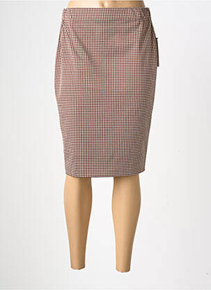 Jupe mi-longue stretch marron GEVANA femme