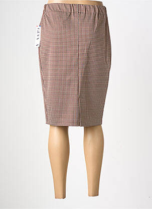 Jupe mi-longue stretch marron GEVANA femme