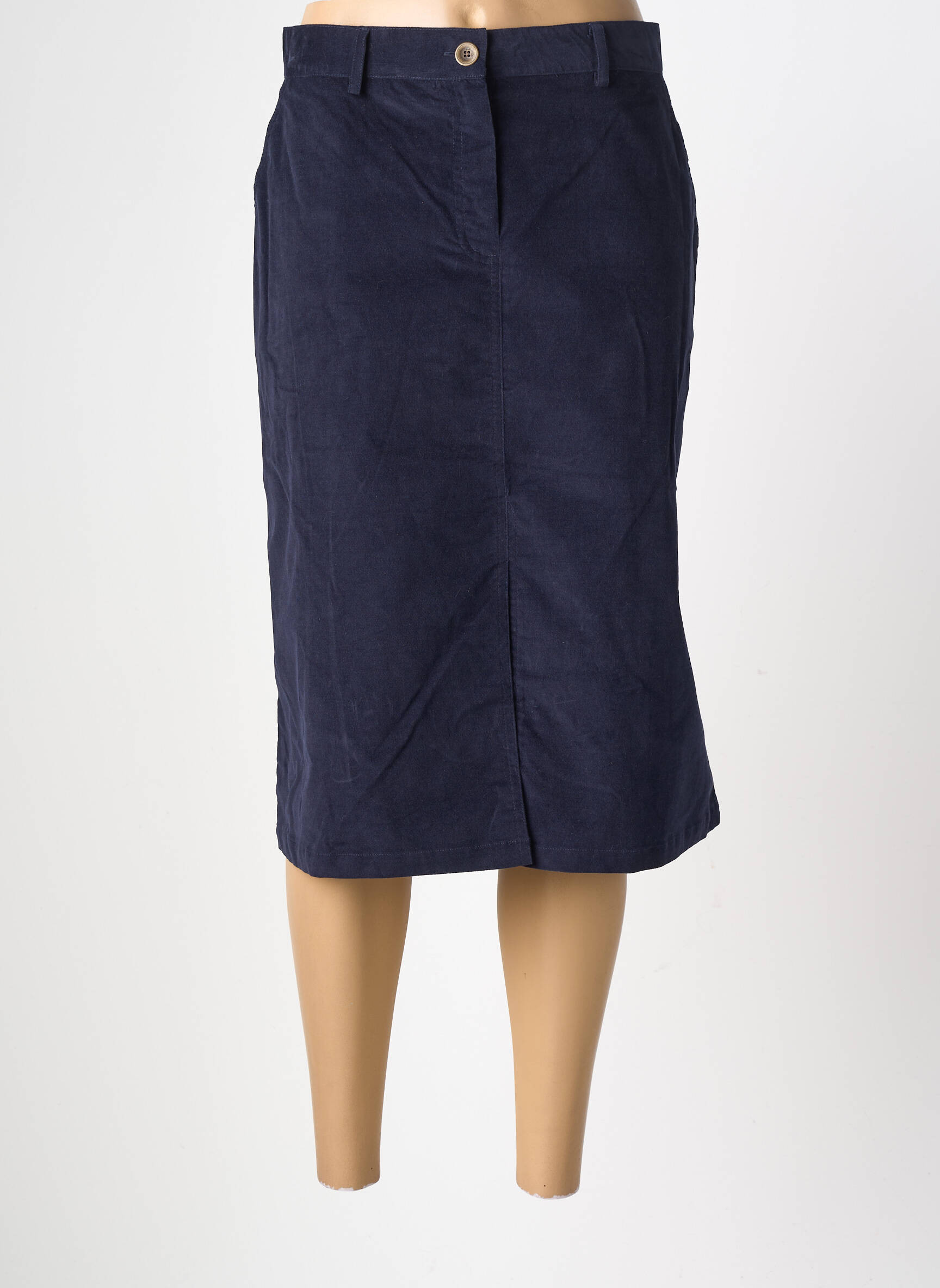Jupe mi-longue stretch bleu GEVANA femme