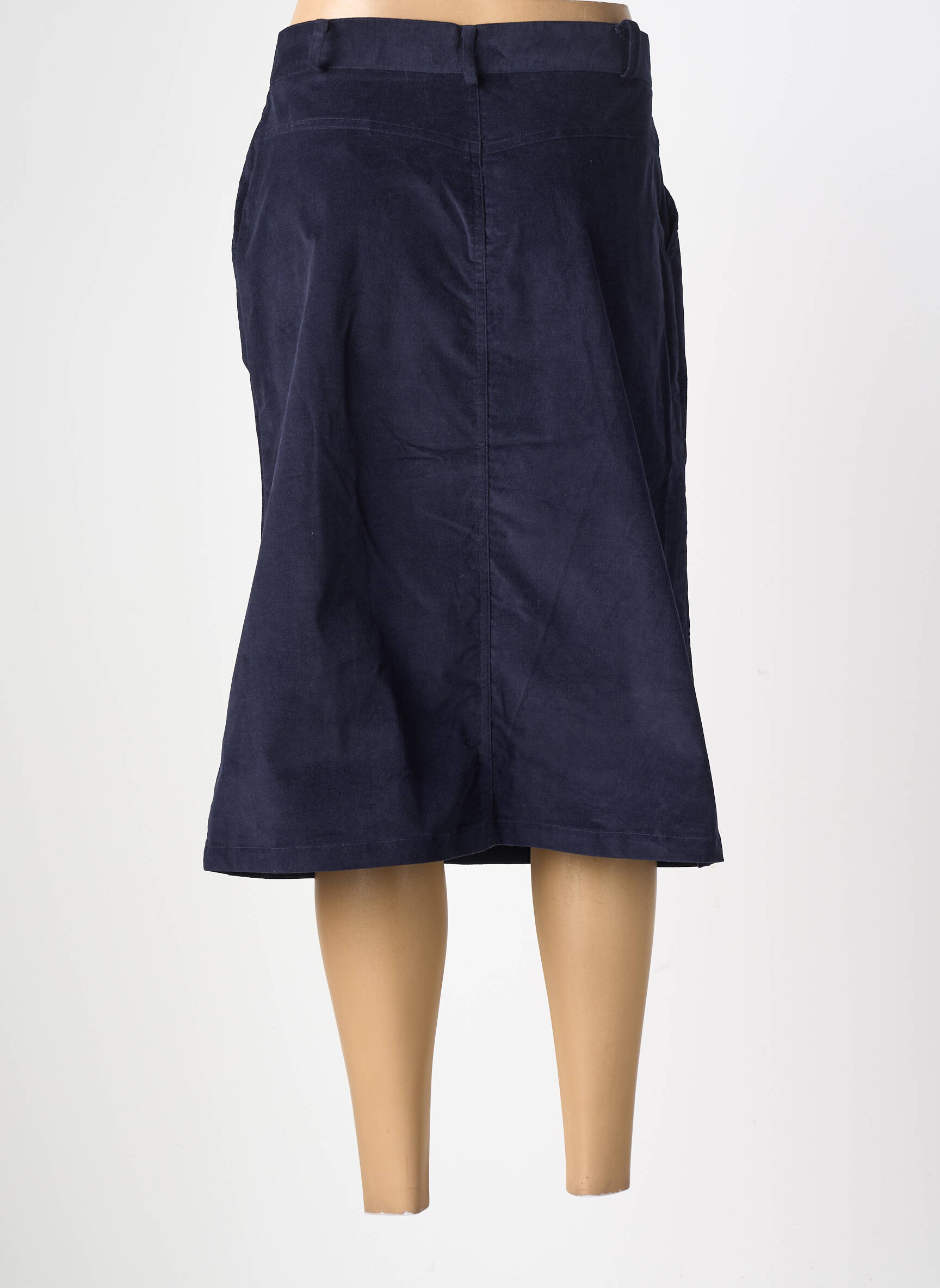 Jupe mi-longue stretch bleu GEVANA femme