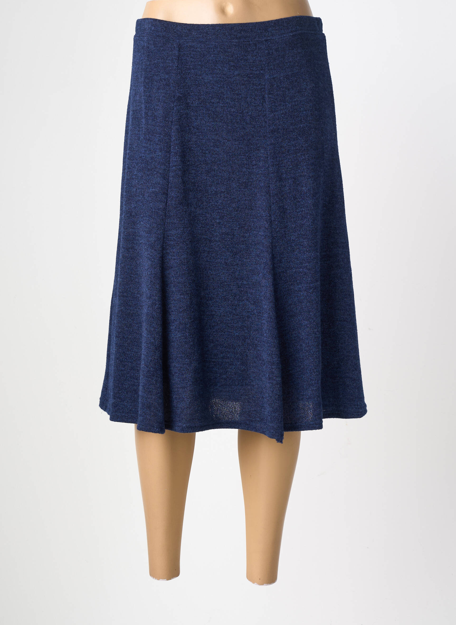 Jupe mi-longue stretch bleu GEVANA femme
