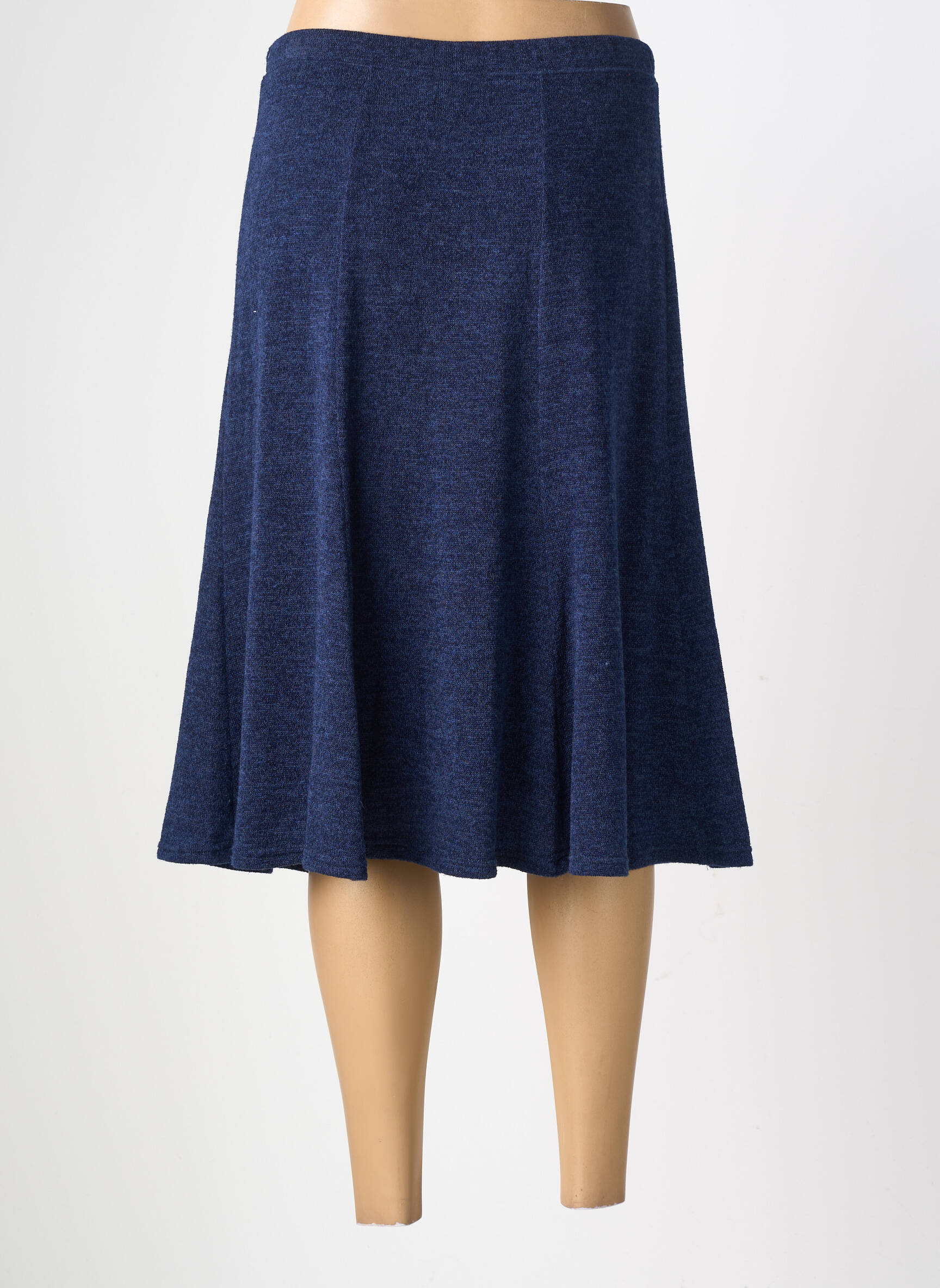 Jupe mi-longue stretch bleu GEVANA femme