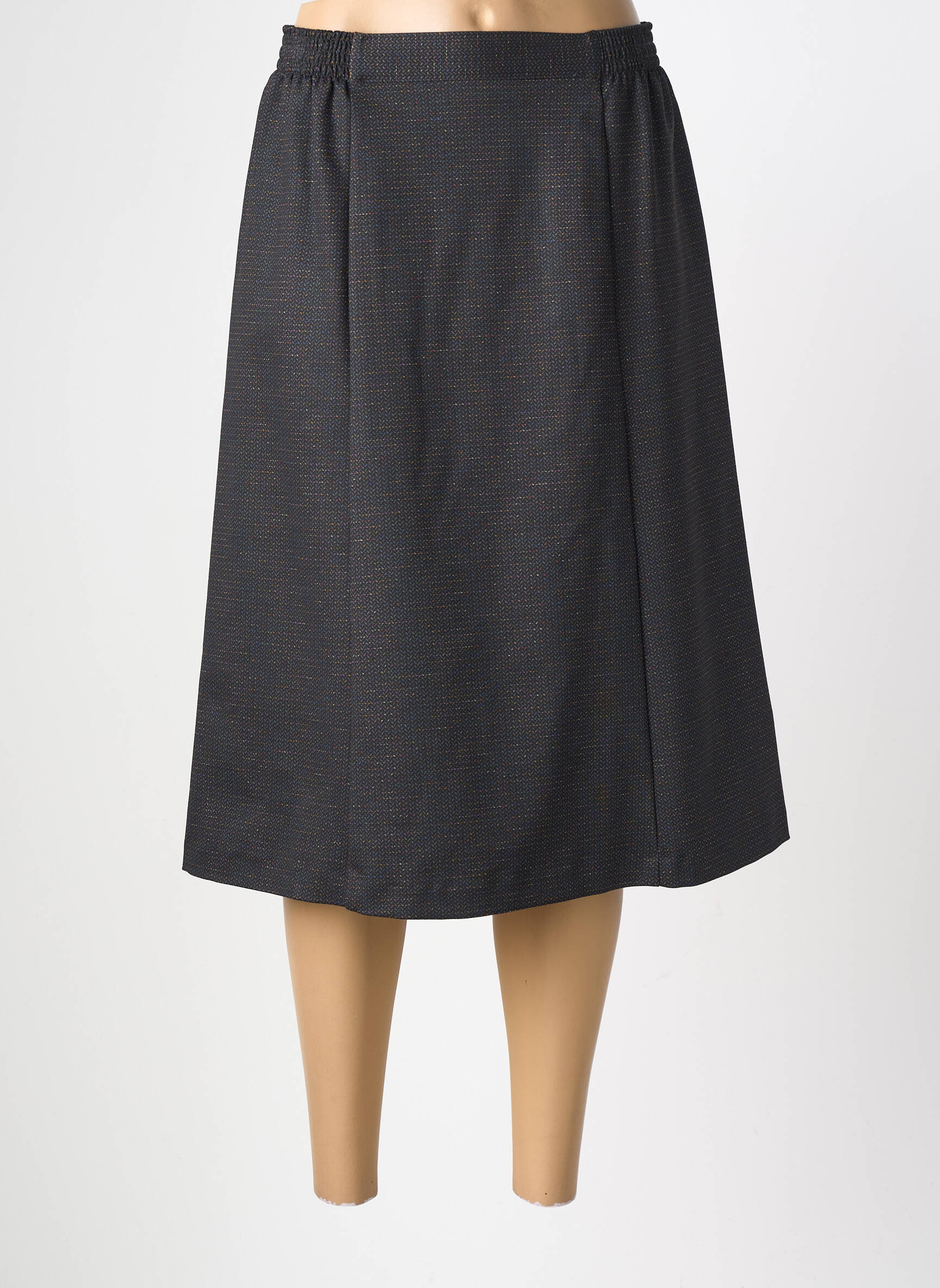Jupe mi-longue stretch gris GEVANA femme