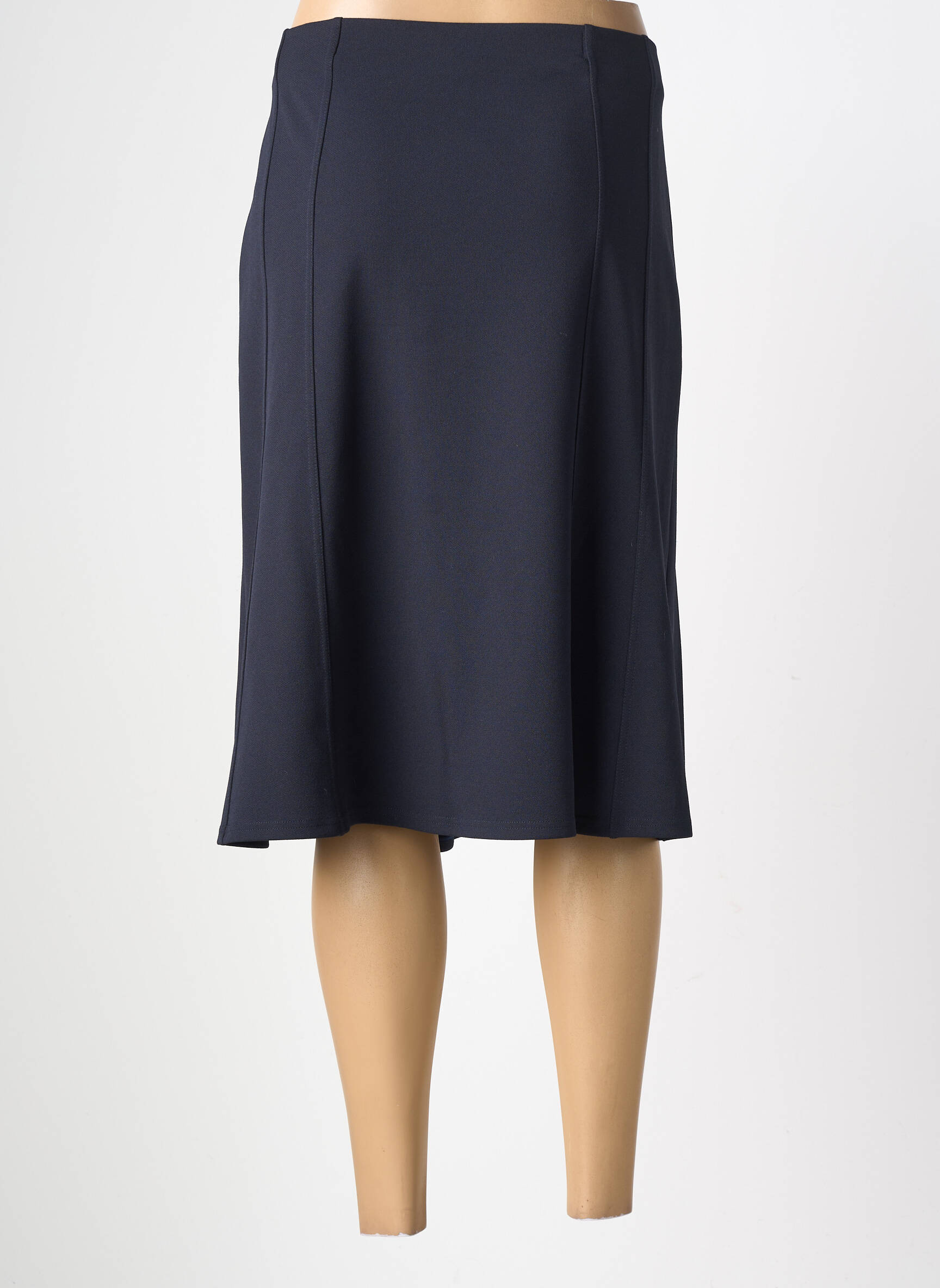 Jupe mi-longue stretch bleu GEVANA femme
