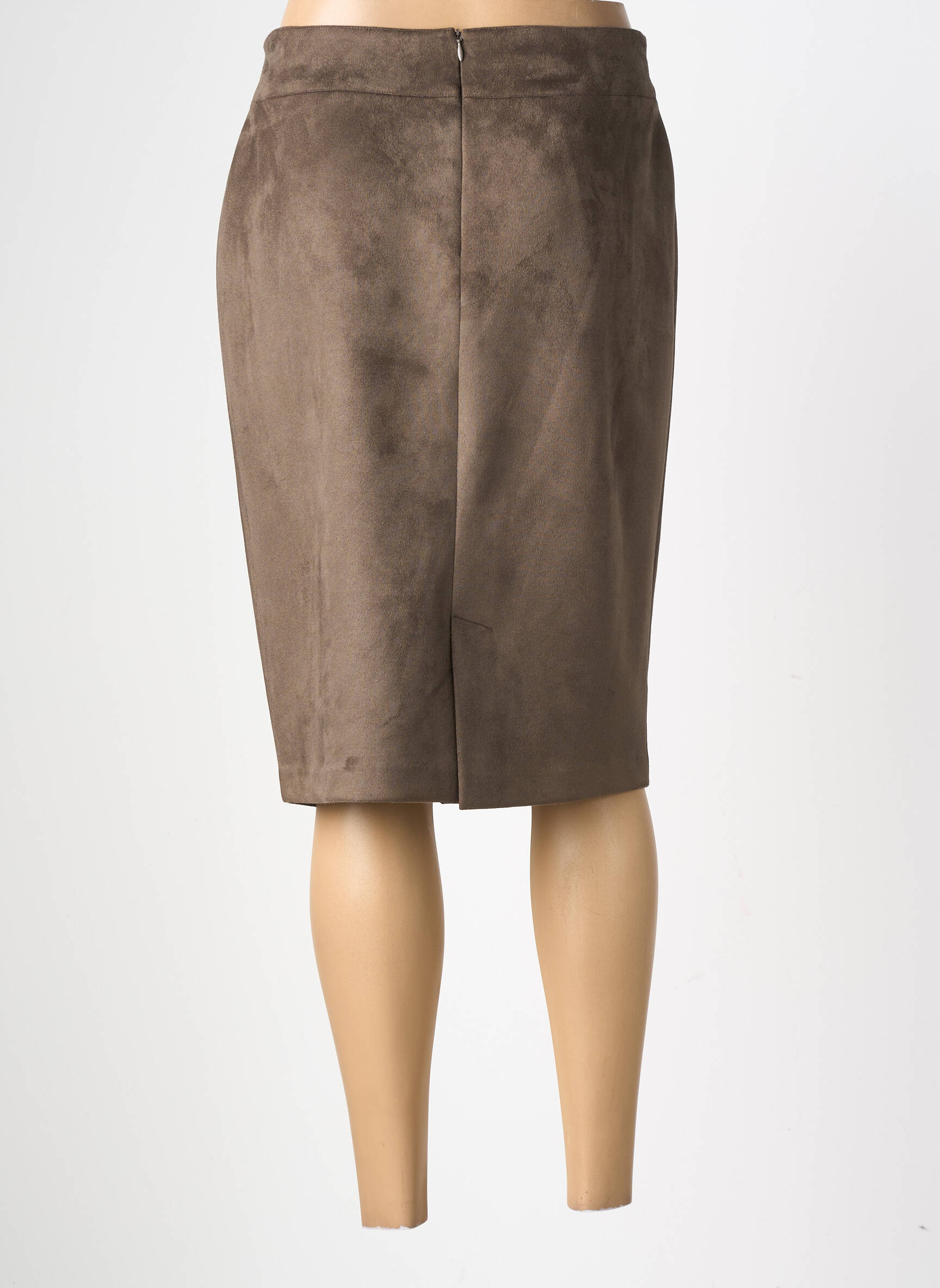 Jupe mi-longue stretch marron GEVANA femme
