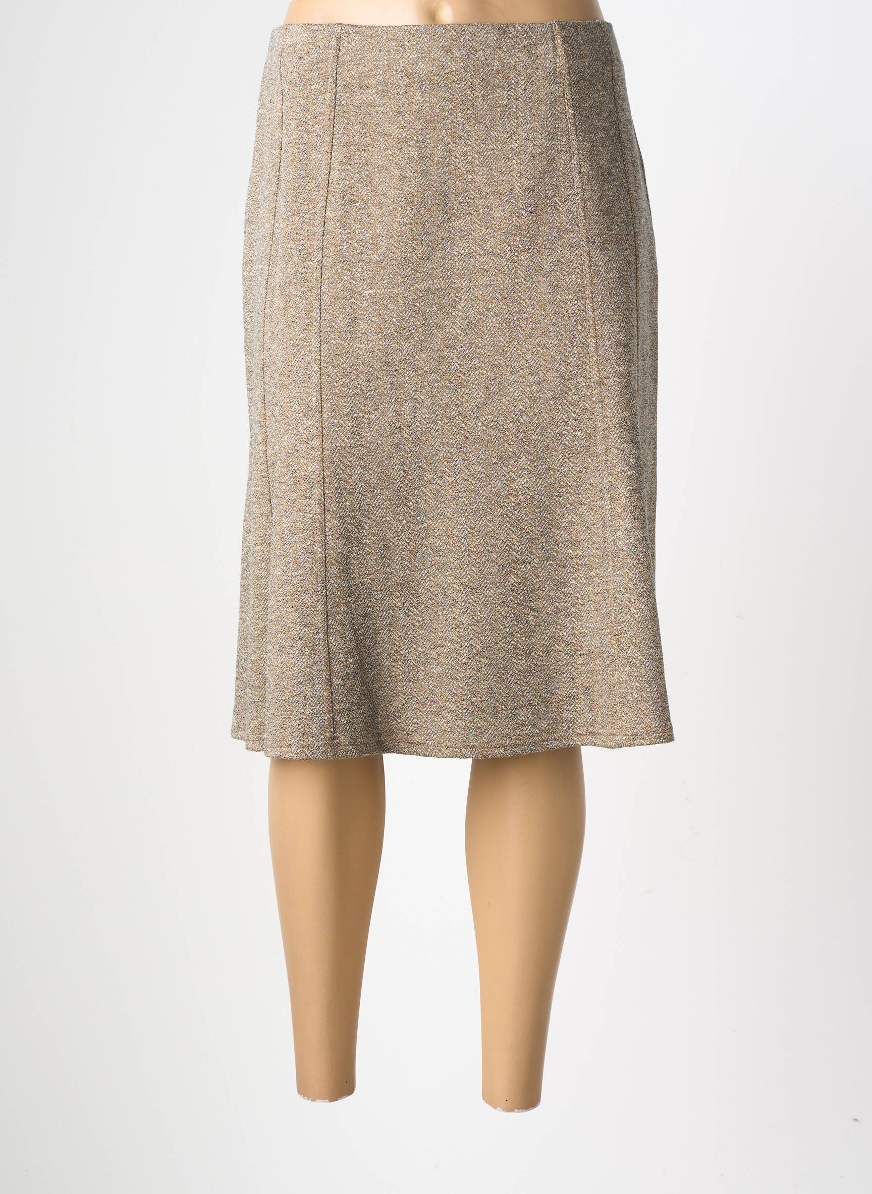 Jupe mi-longue stretch marron GEVANA femme