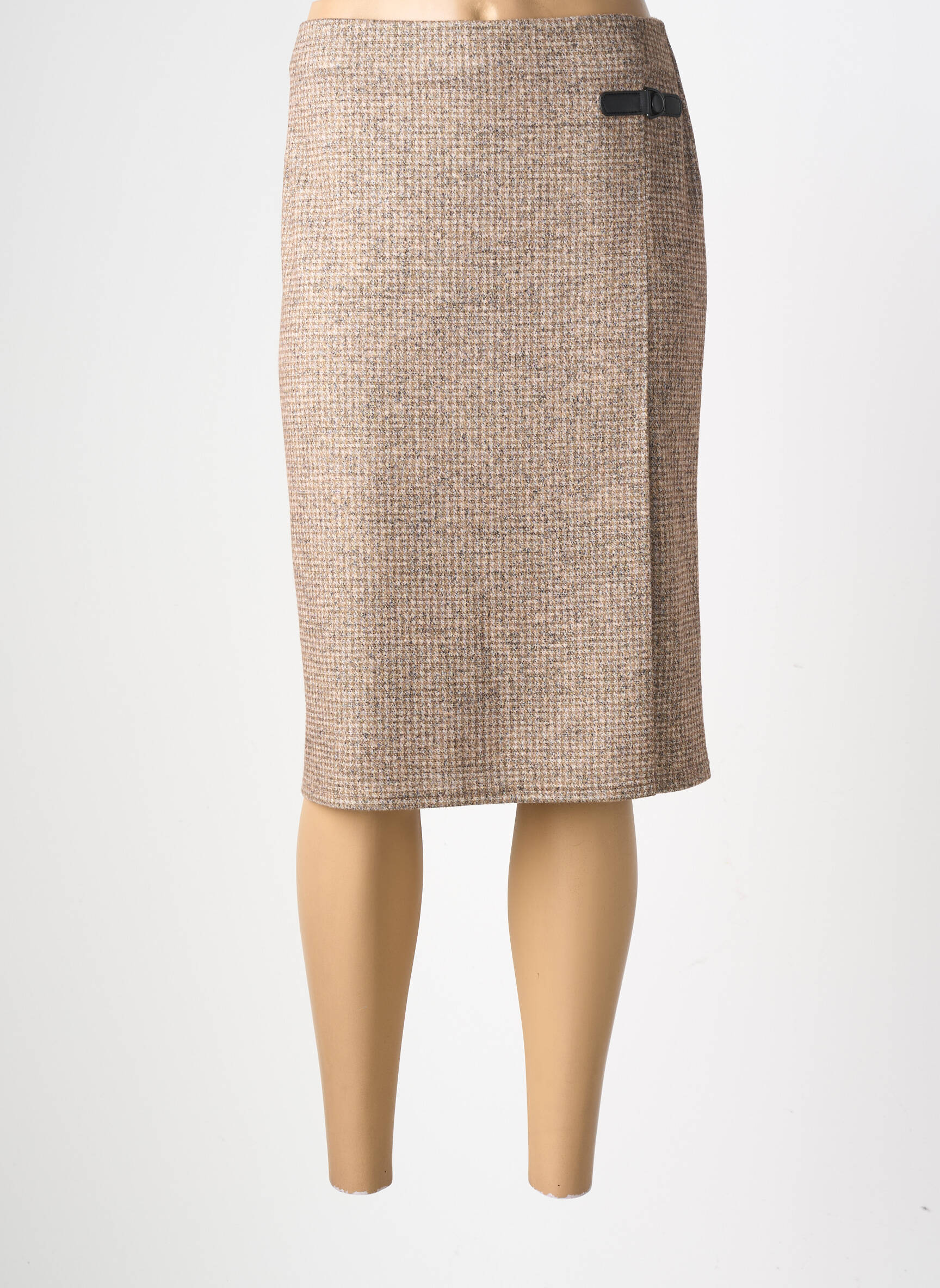 Jupe mi-longue stretch beige GEVANA femme