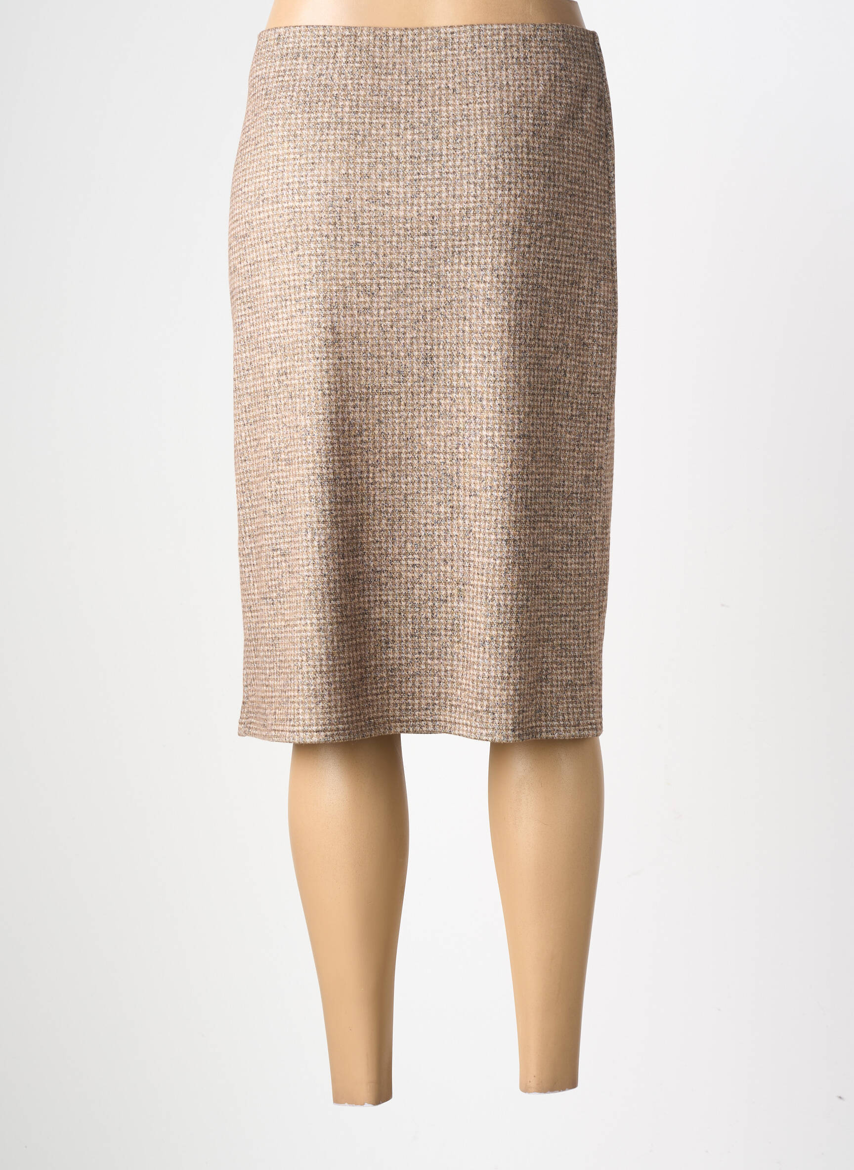 Jupe mi-longue stretch beige GEVANA femme