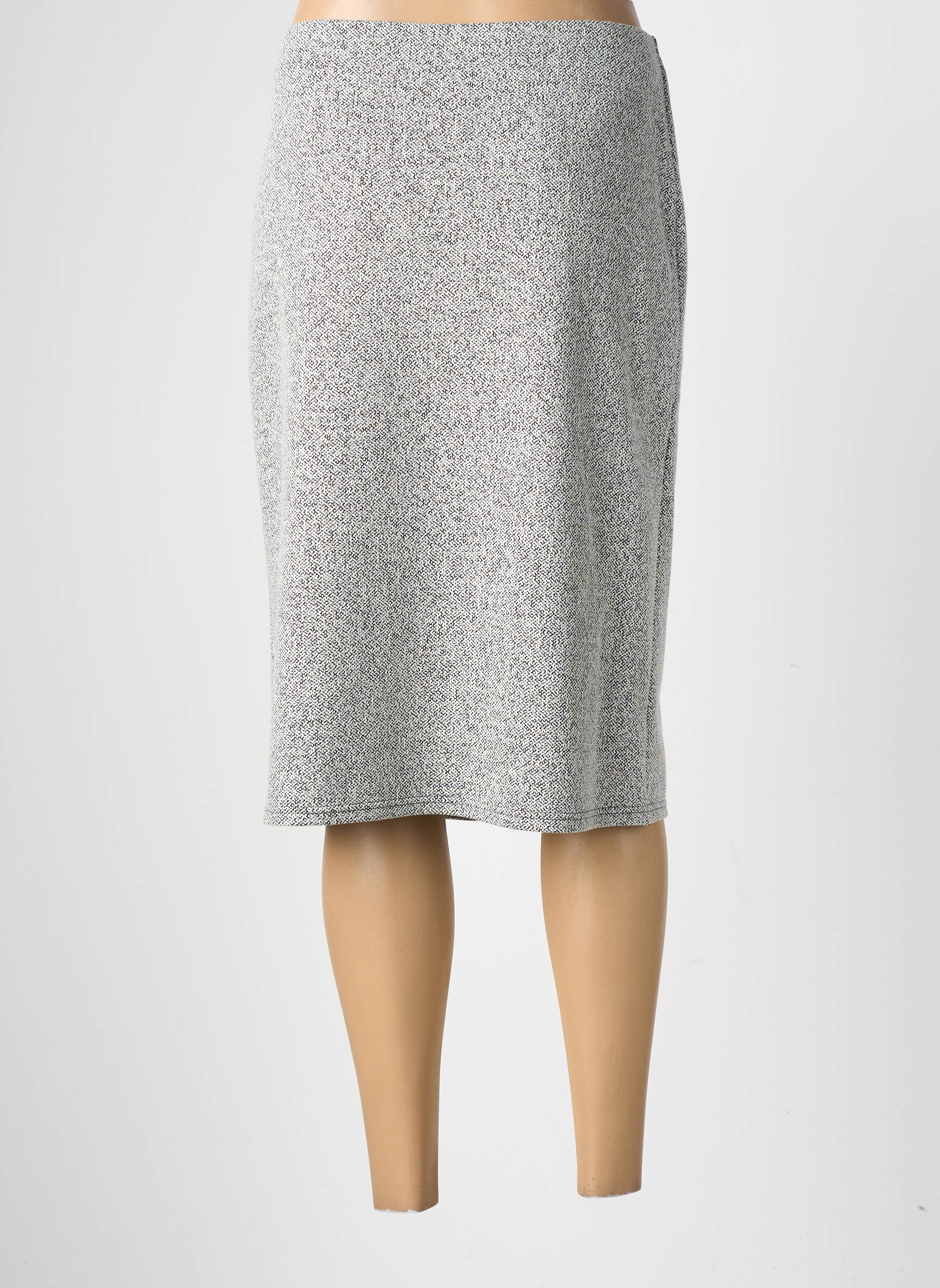 Jupe mi-longue stretch gris GEVANA femme