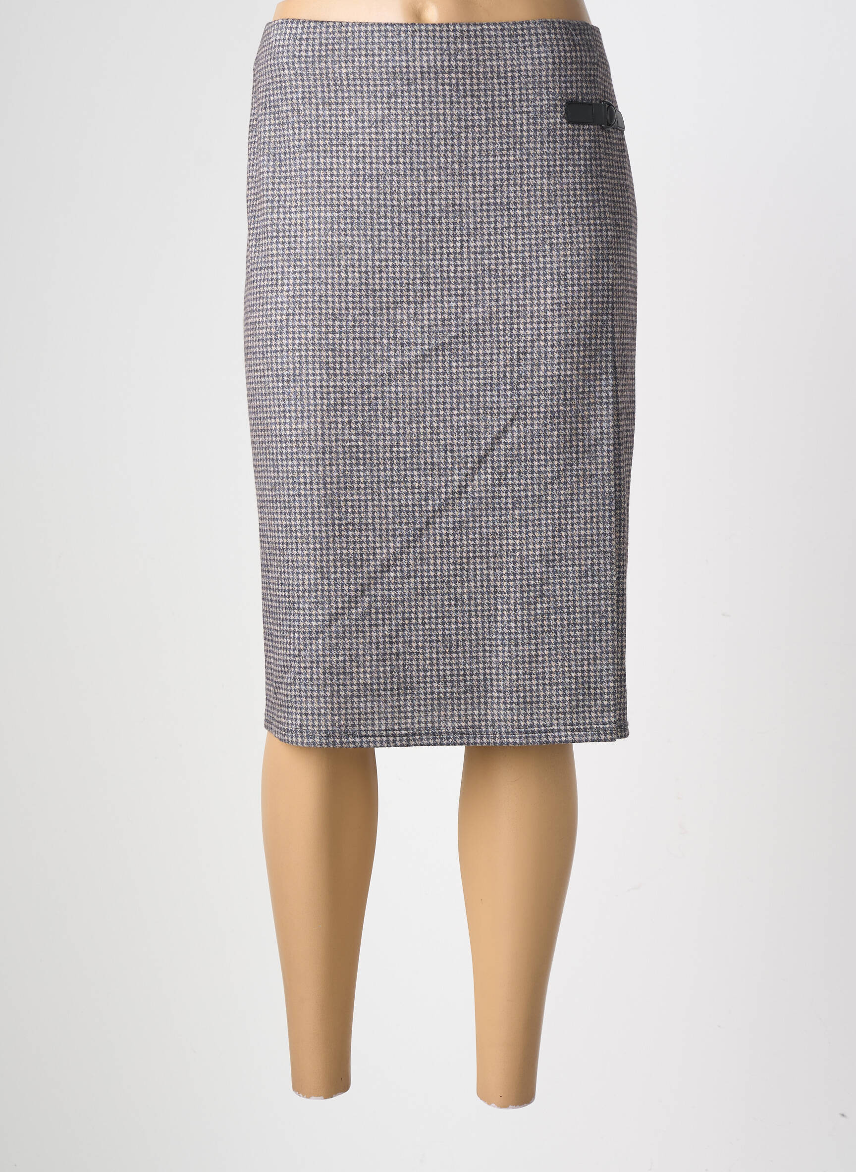 Jupe mi-longue stretch gris GEVANA femme