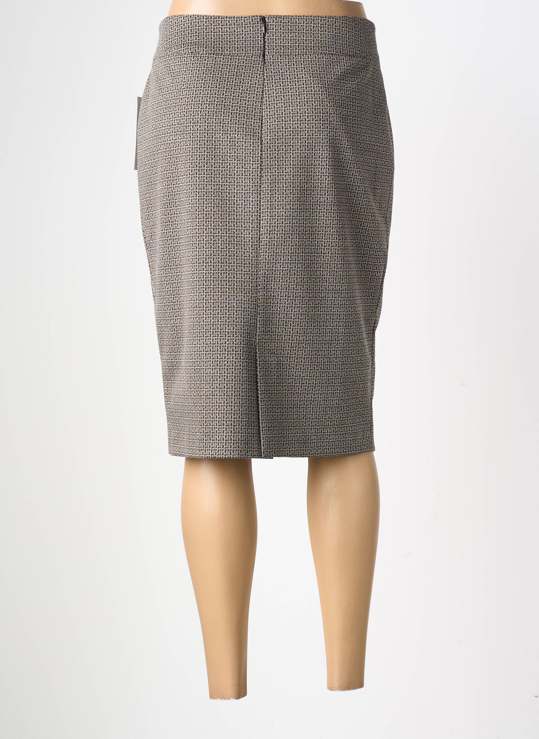 Jupe mi-longue stretch gris GEVANA femme