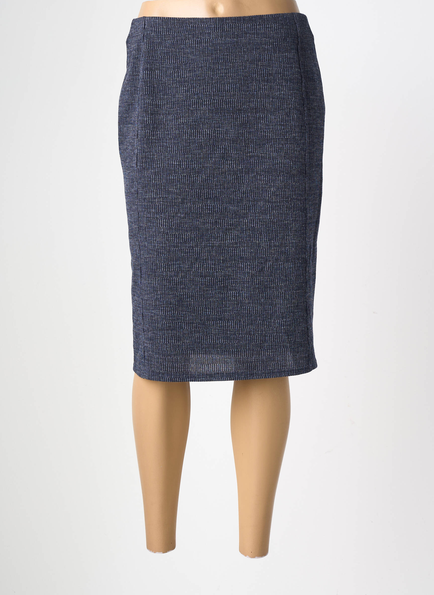 Jupe mi-longue stretch bleu GEVANA femme