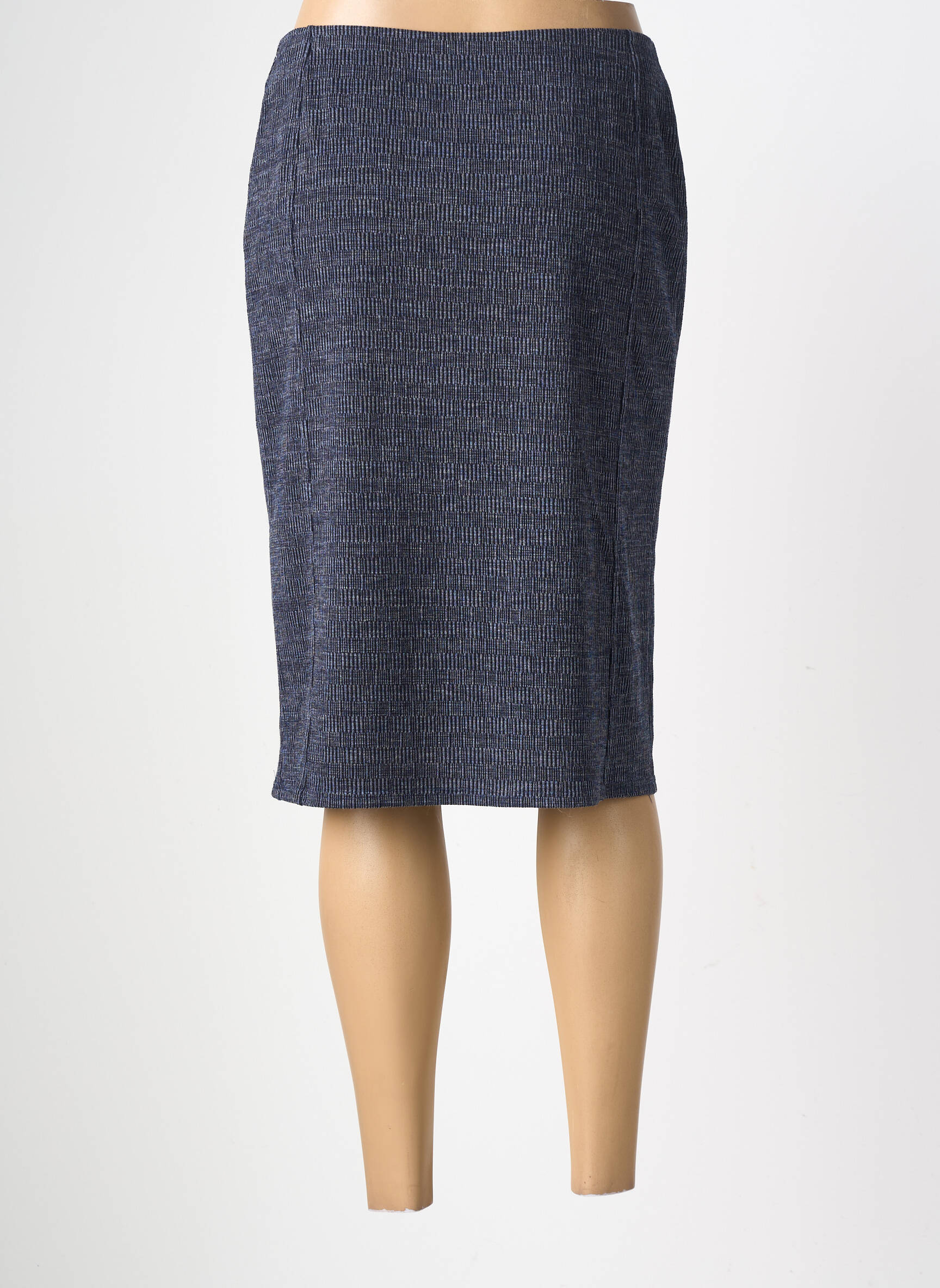 Jupe mi-longue stretch bleu GEVANA femme