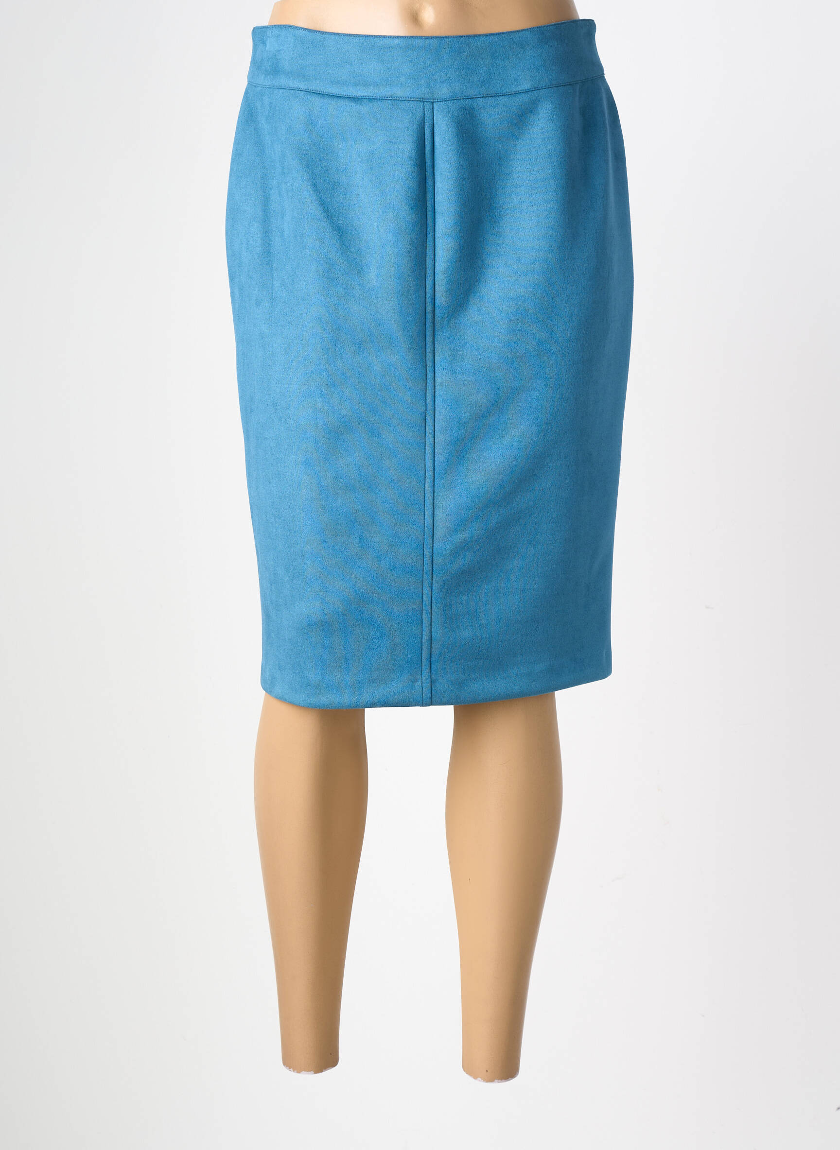 Jupe mi-longue stretch bleu GEVANA femme