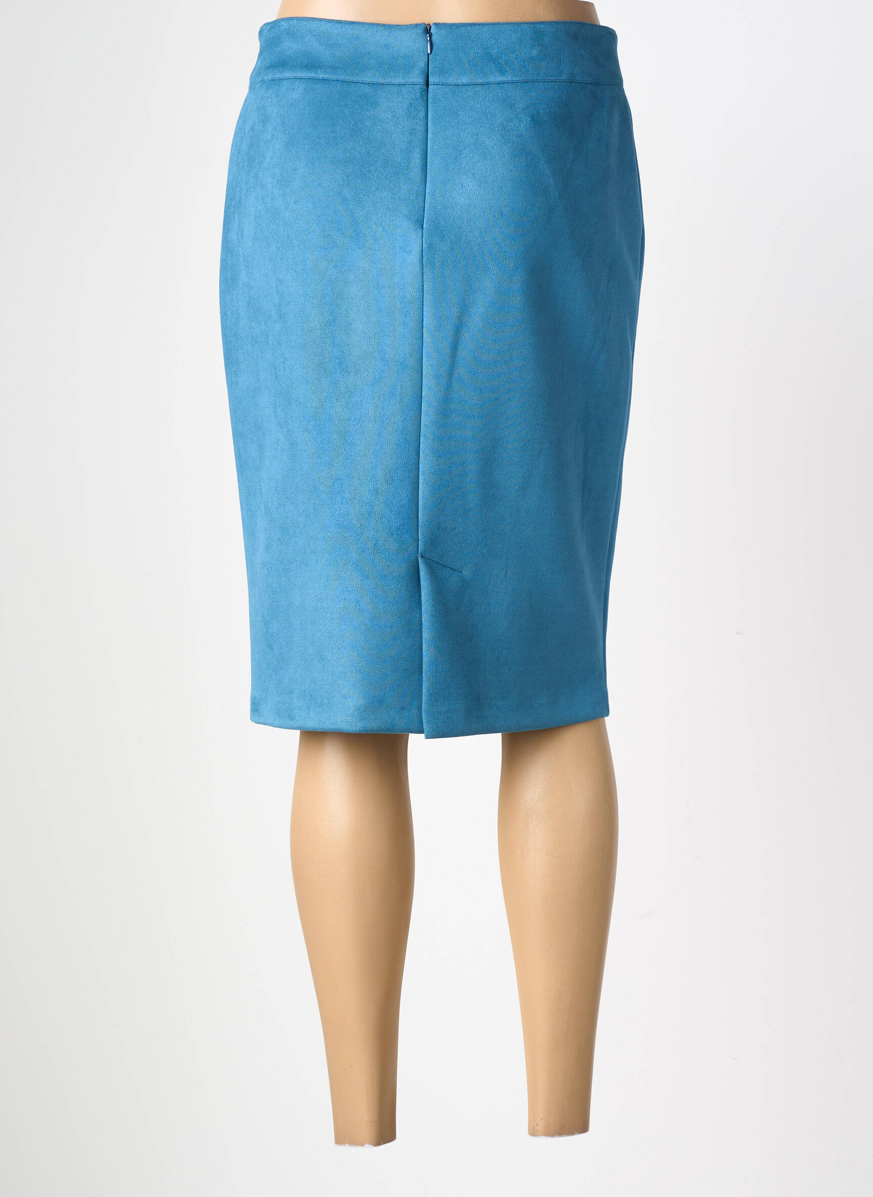 Jupe mi-longue stretch bleu GEVANA femme