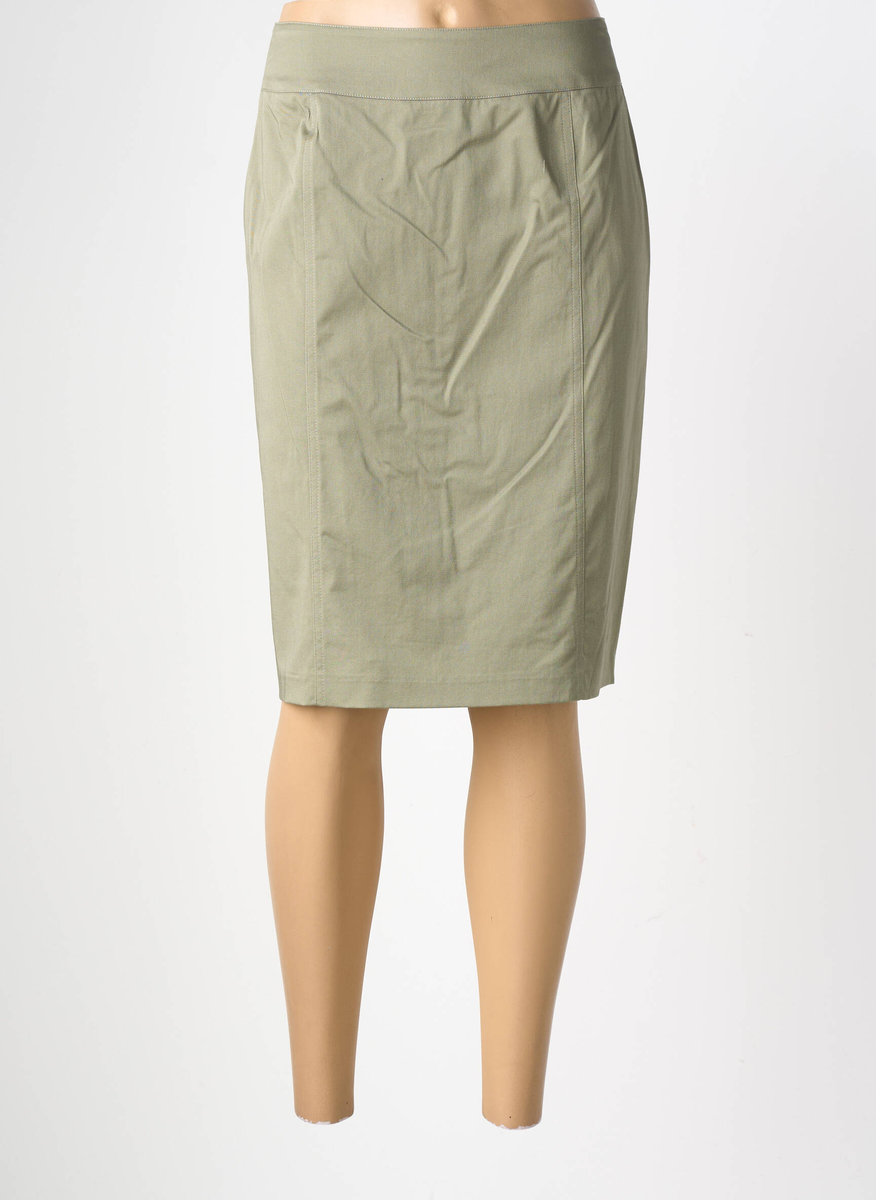 Jupe mi-longue stretch vert GEVANA femme