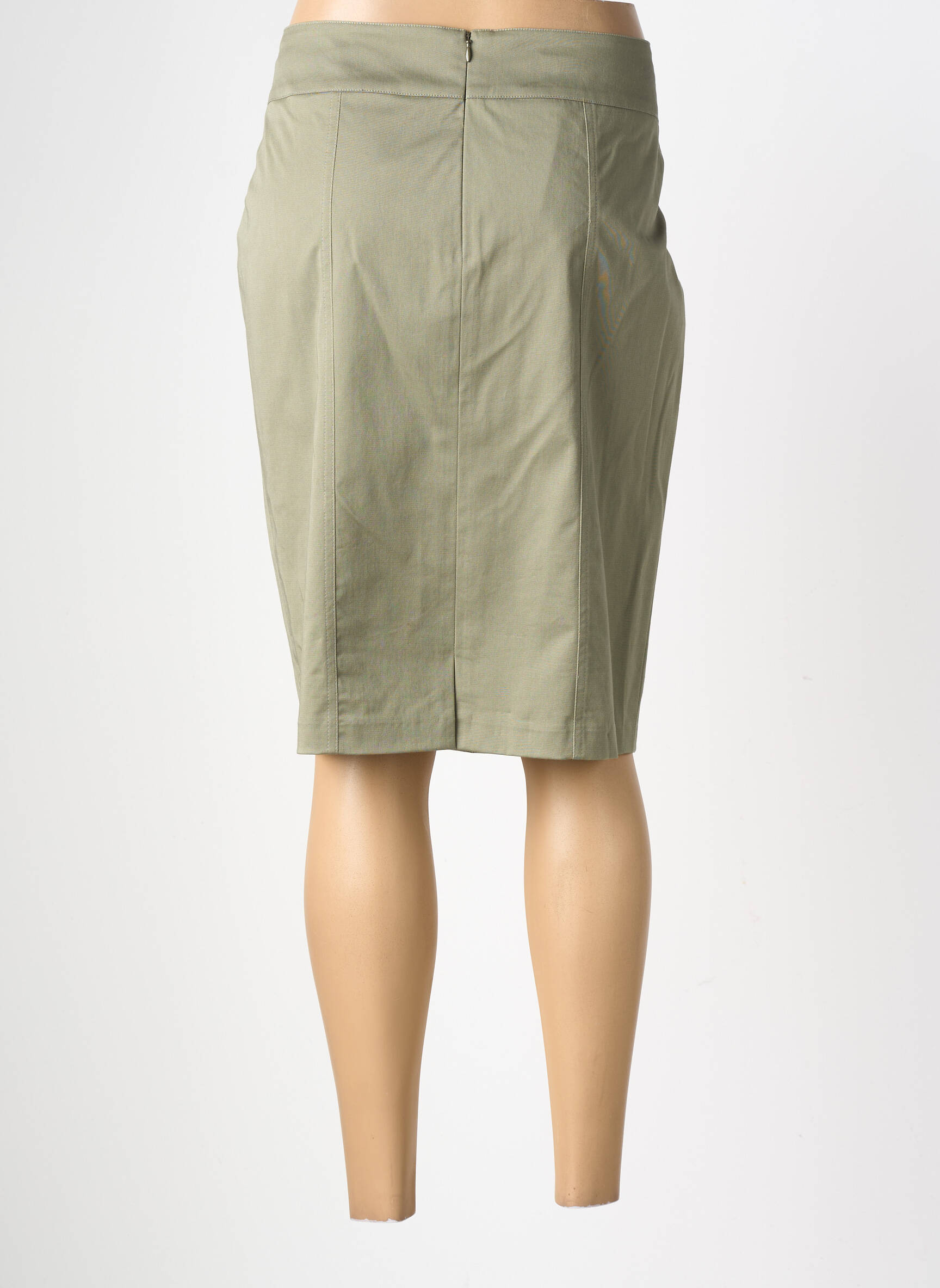 Jupe mi-longue stretch vert GEVANA femme