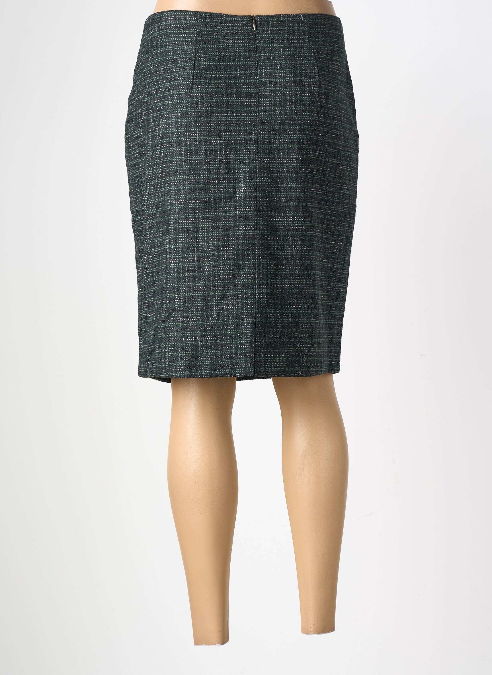 Jupe mi-longue stretch vert GEVANA femme