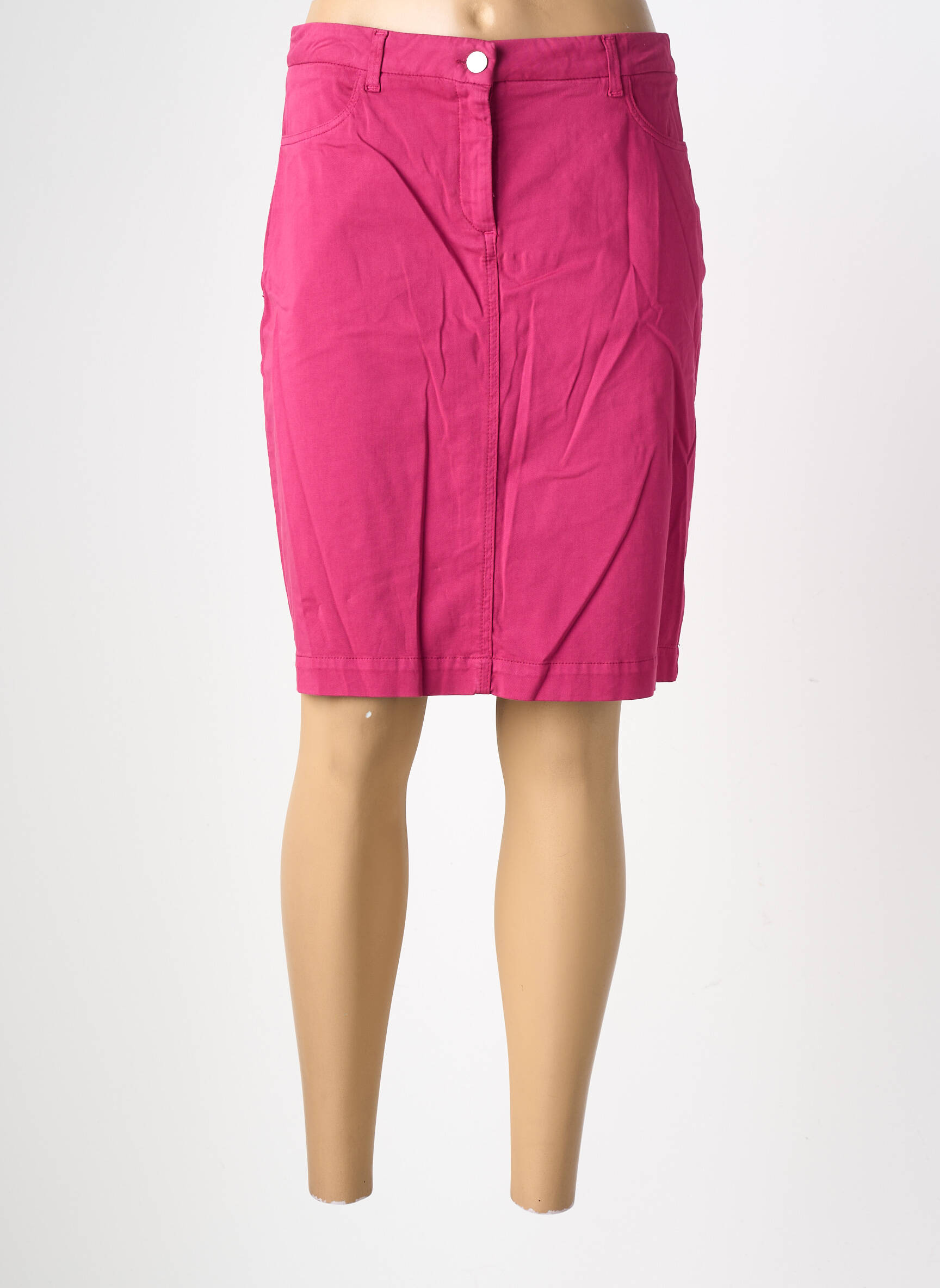 Jupe mi-longue stretch rose GEVANA femme