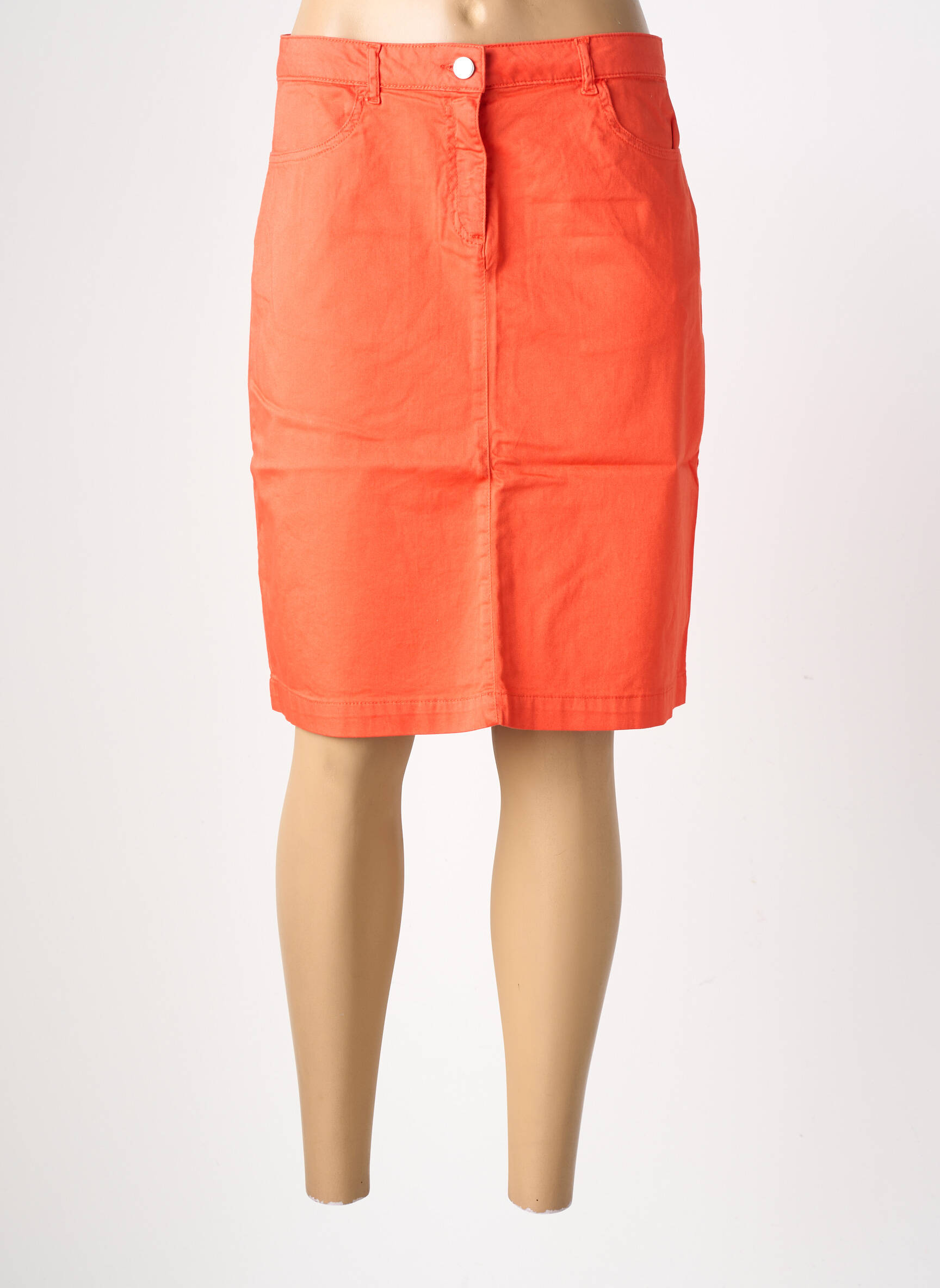 Jupe mi-longue stretch orange GEVANA femme