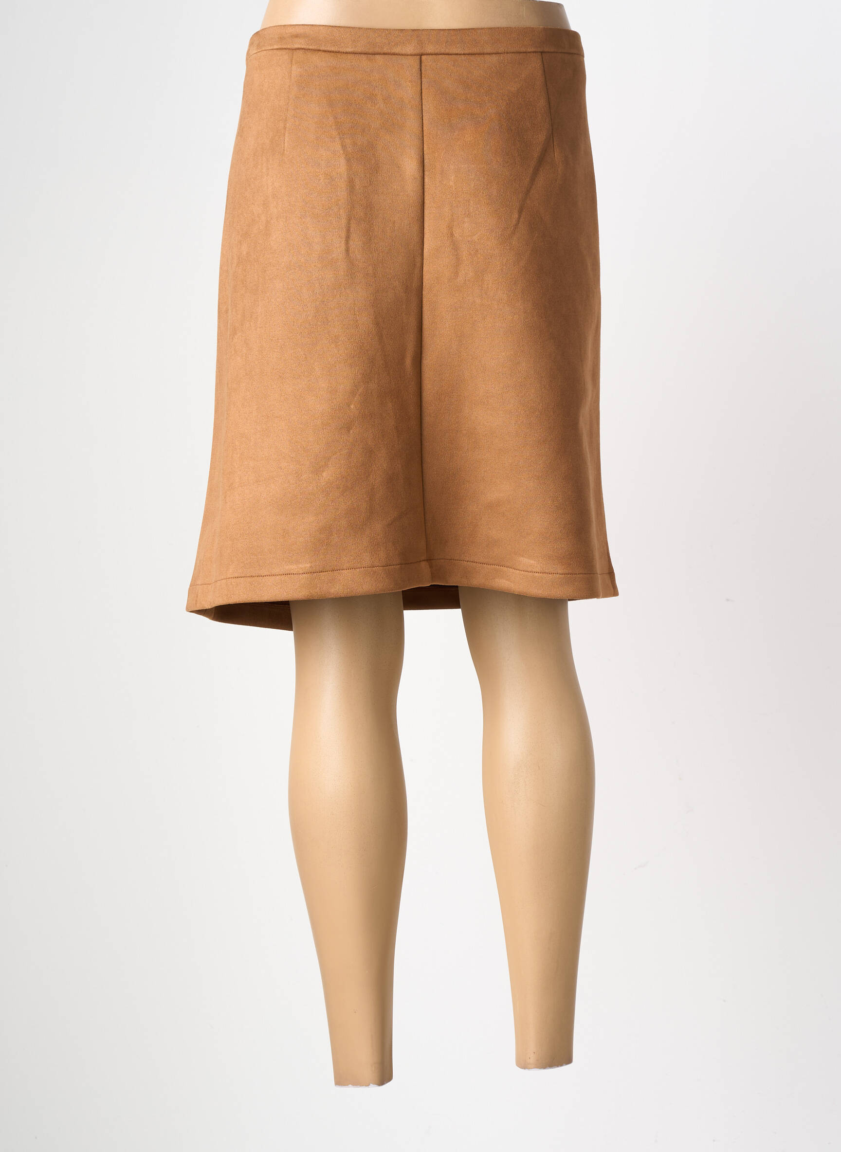 Jupe mi-longue stretch marron GEVANA femme