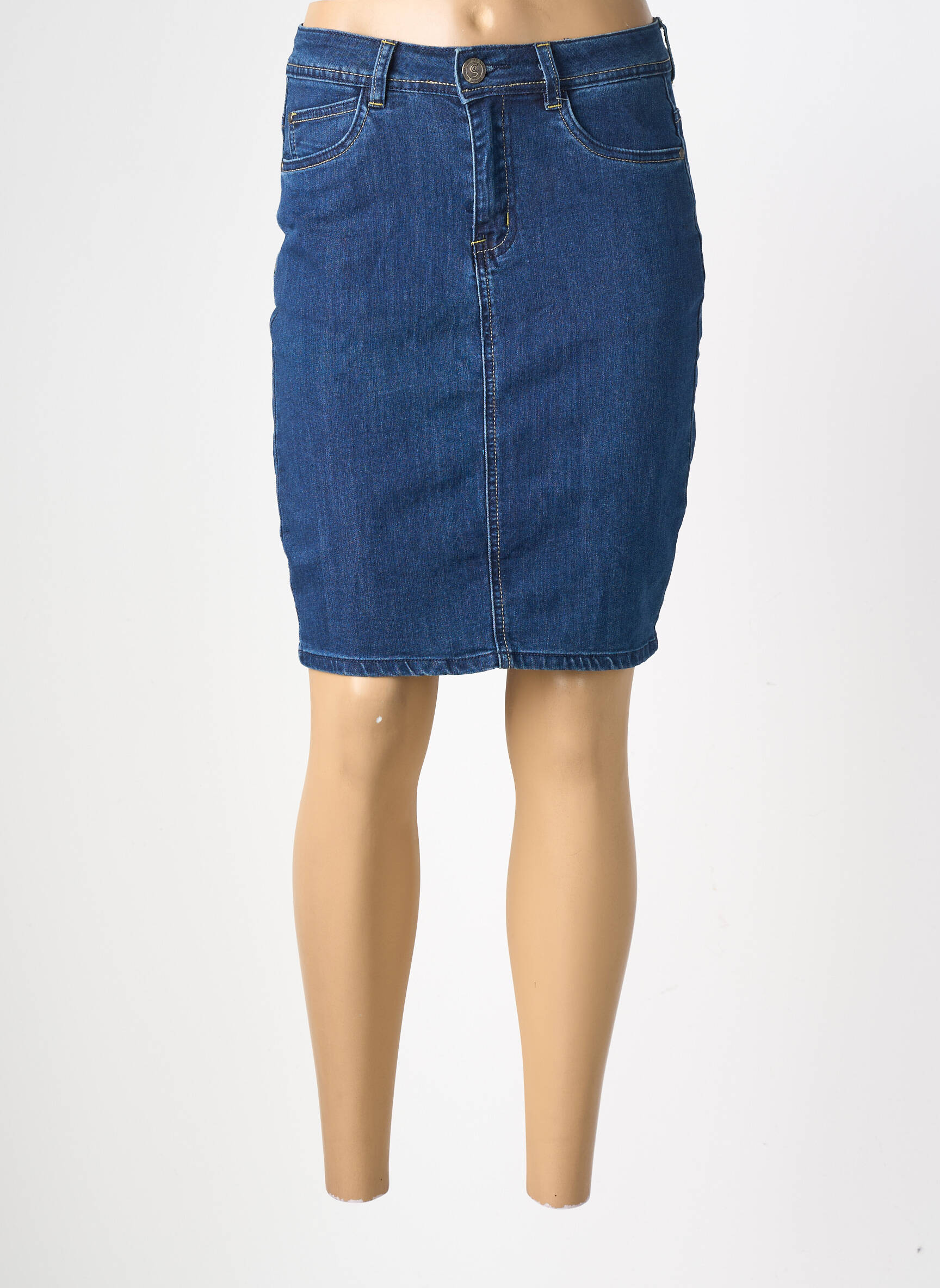 Jupe courte poches bleu GEVANA femme