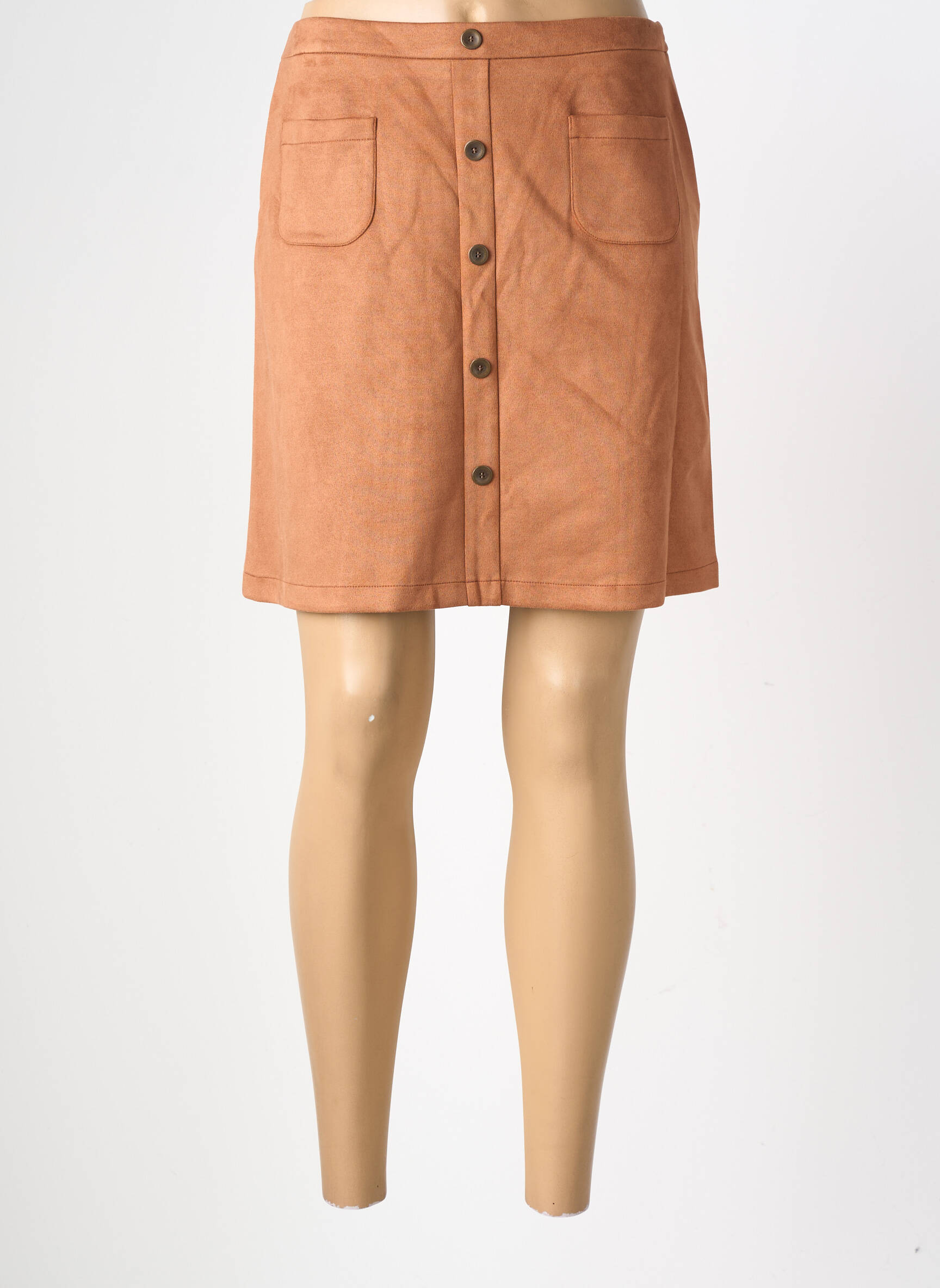 Jupe courte poches marron GEVANA femme