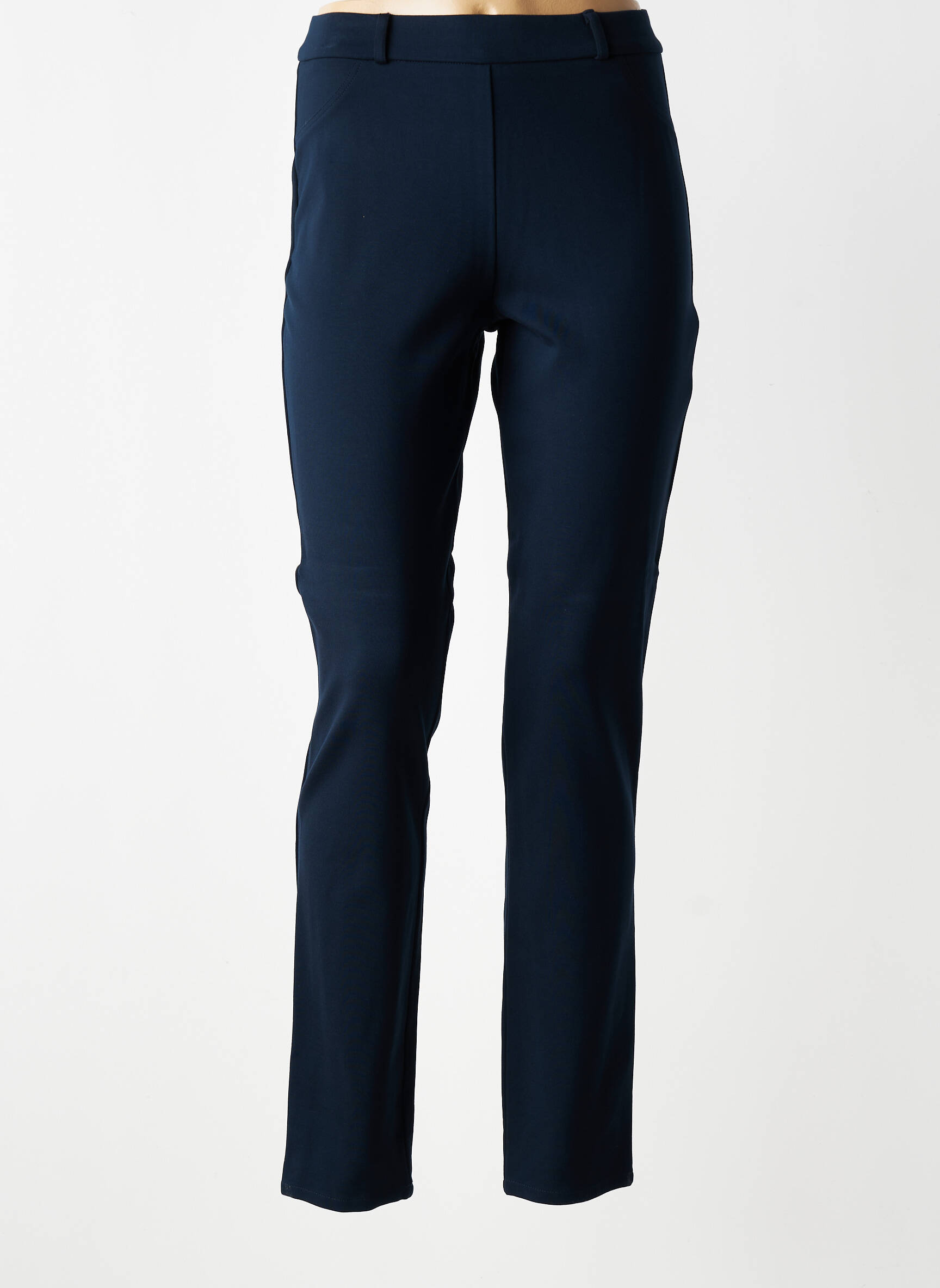 Pantalon slim taille haute taille haute bleu GEVANA femme