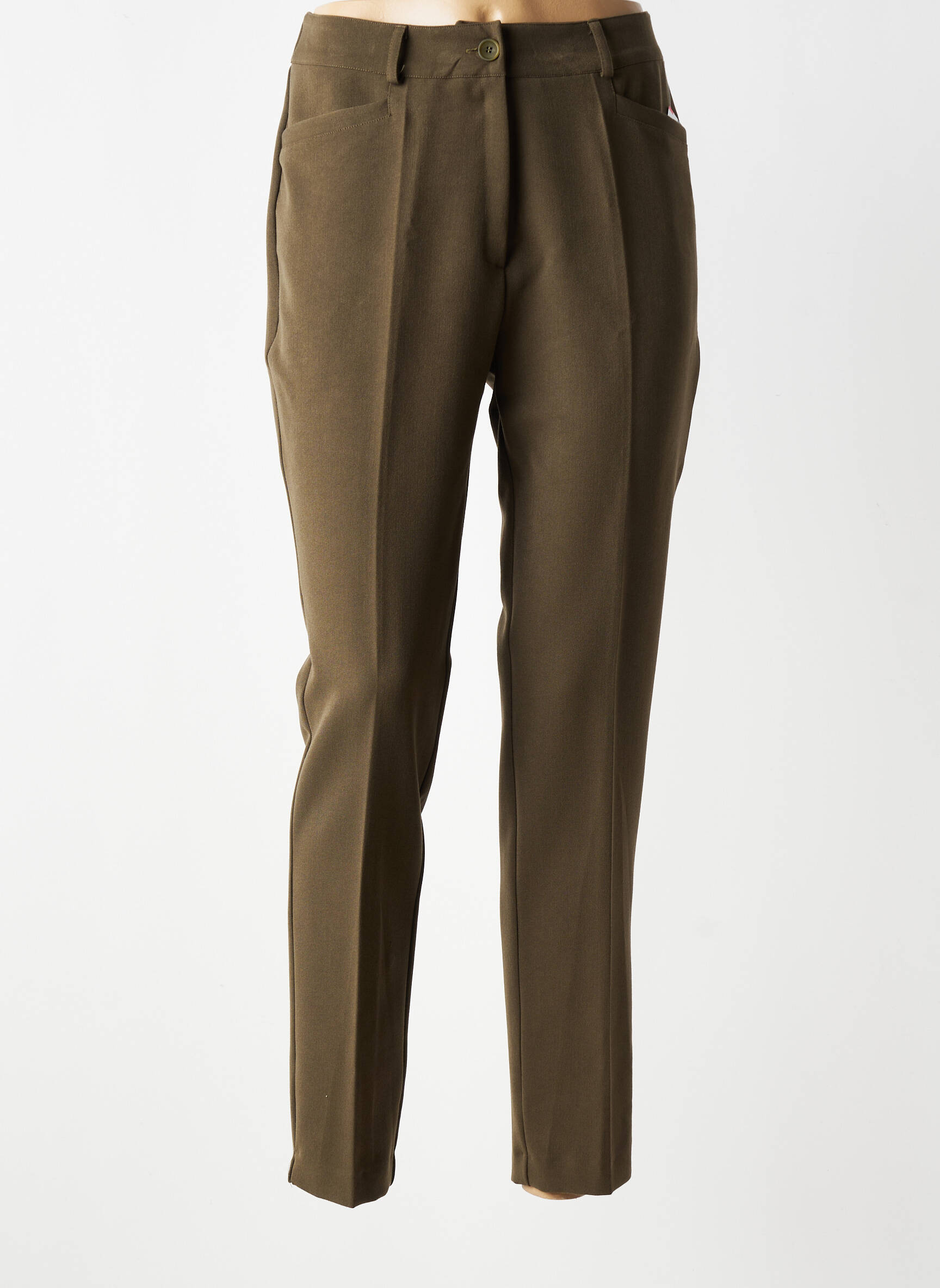 Pantalon slim taille élastique taille normale vert GEVANA femme