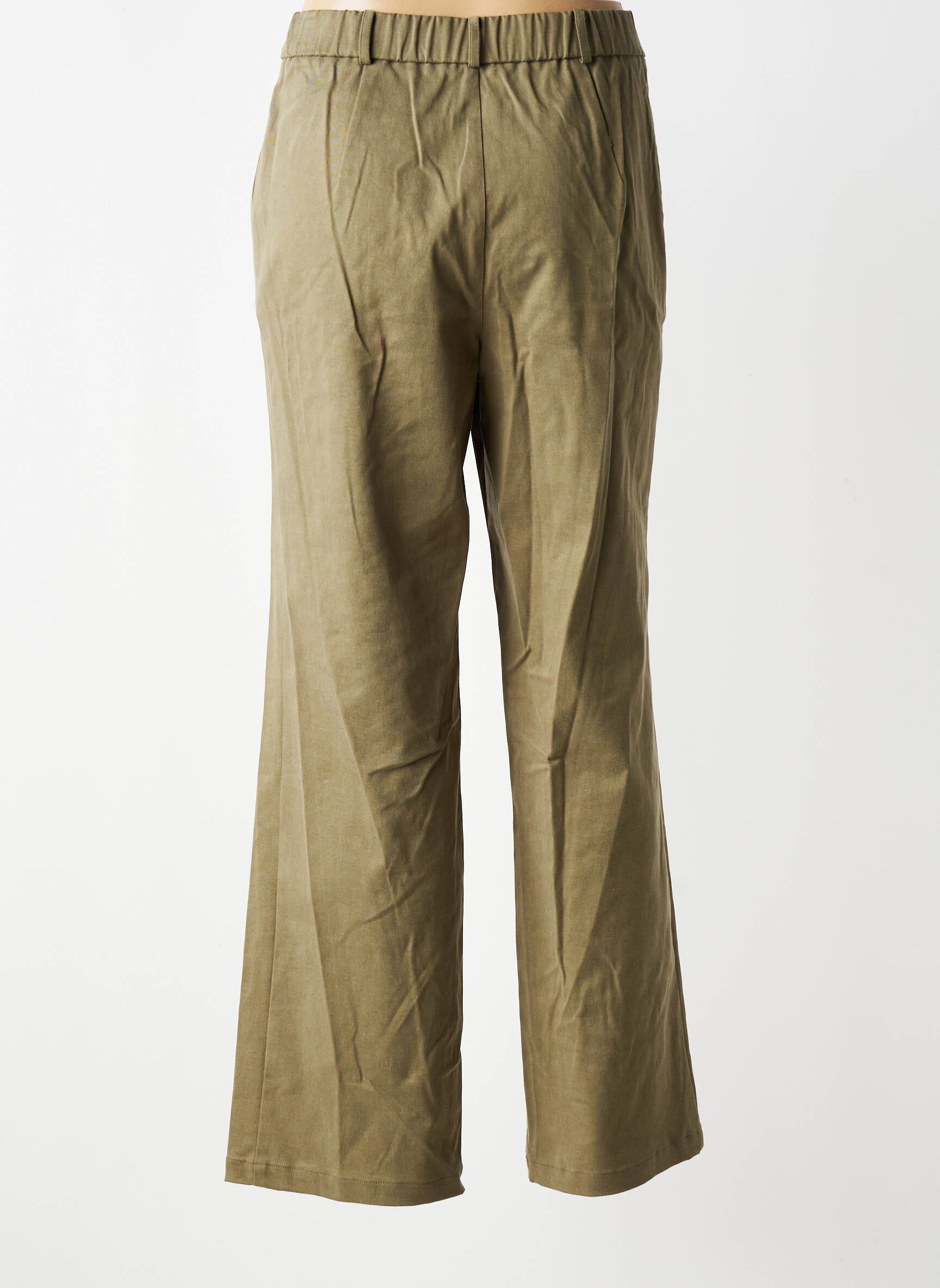 Pantalon droit taille haute taille haute vert GEVANA femme