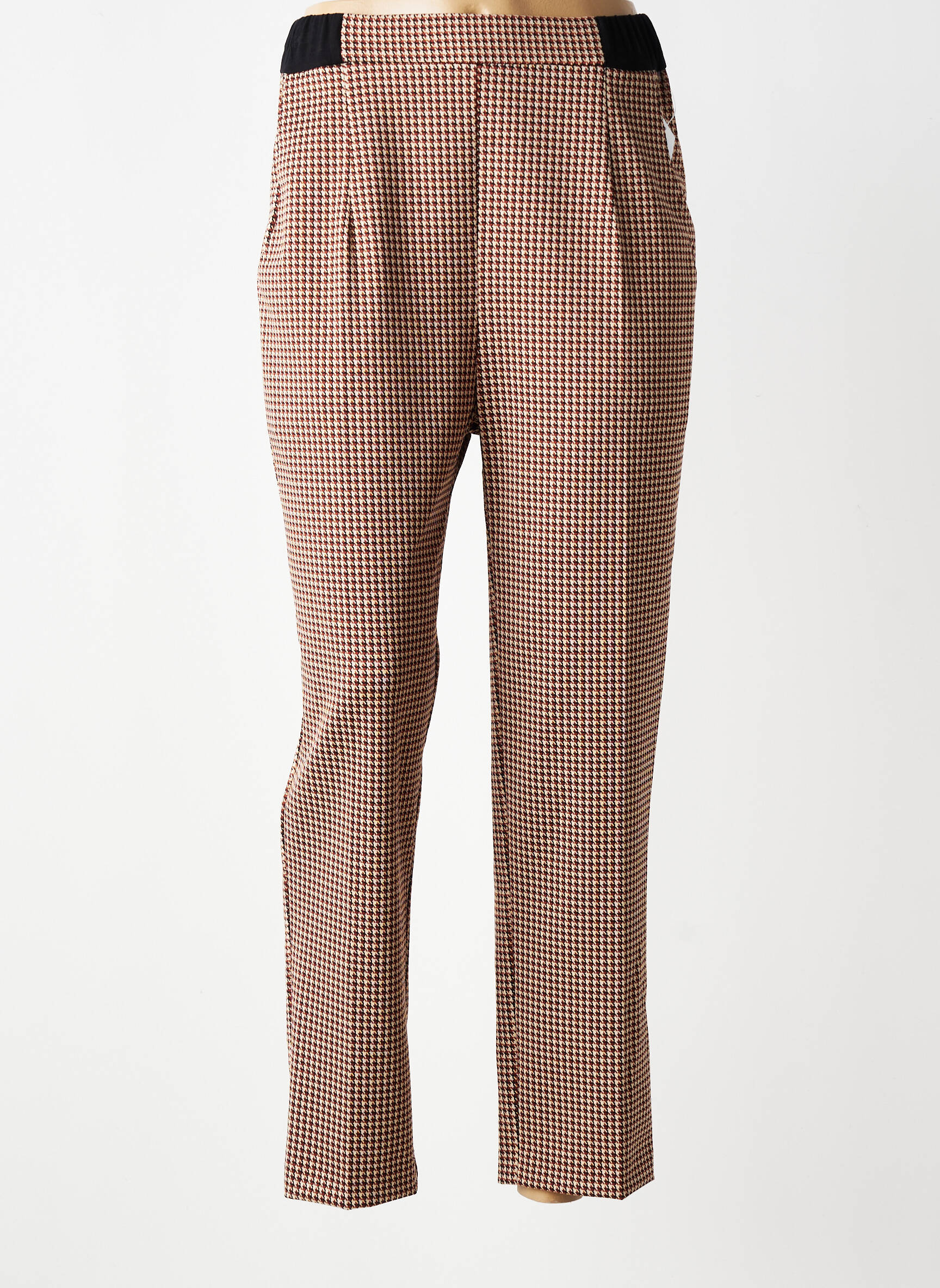 Pantalon slim taille élastique taille normale marron GEVANA femme