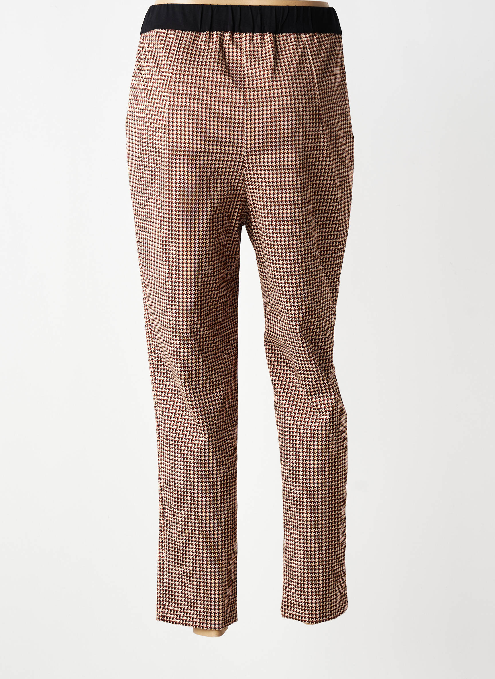 Pantalon slim taille élastique taille normale marron GEVANA femme