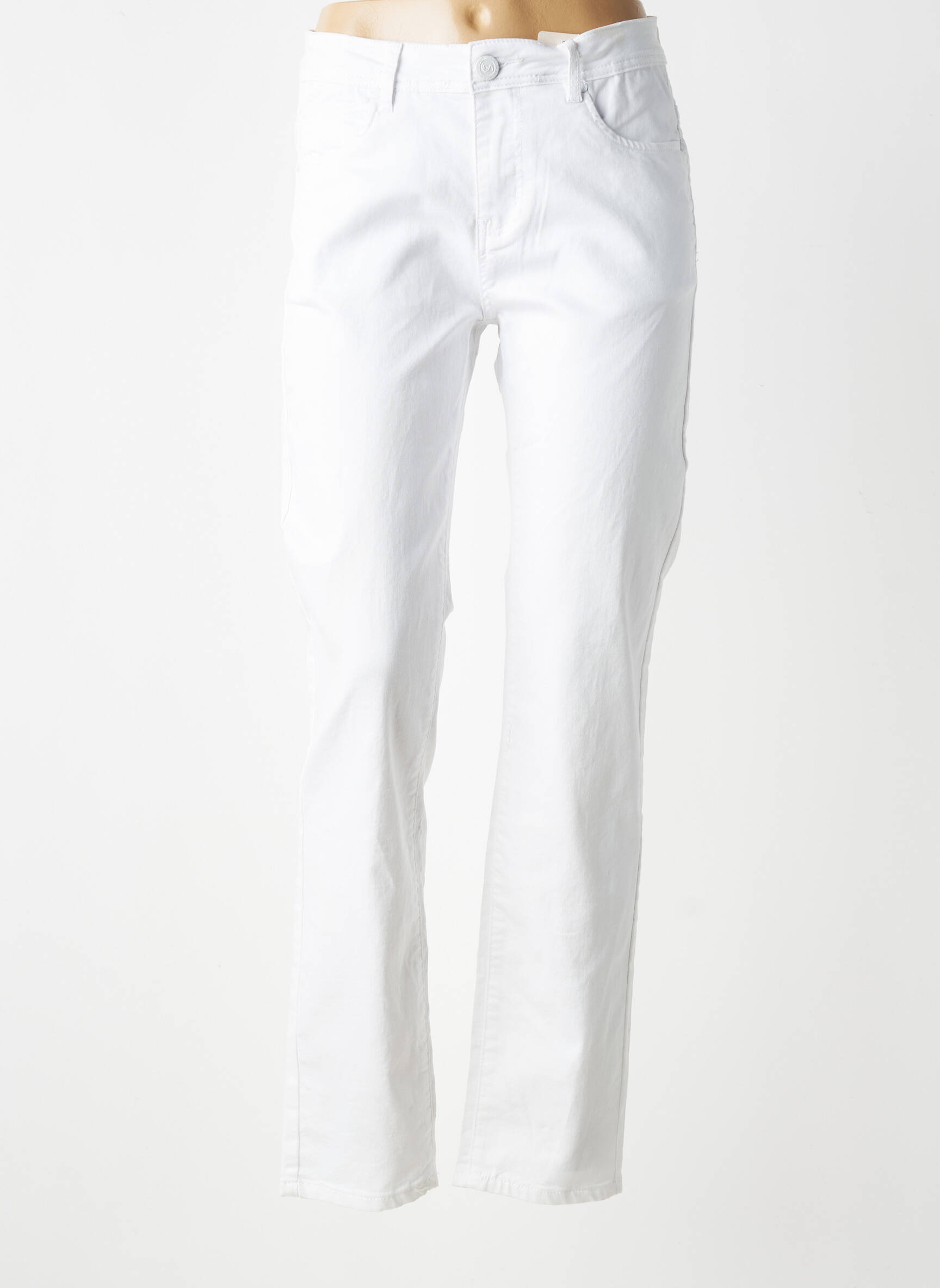 Jeans coupe slim stretch taille normale blanc GEVANA femme