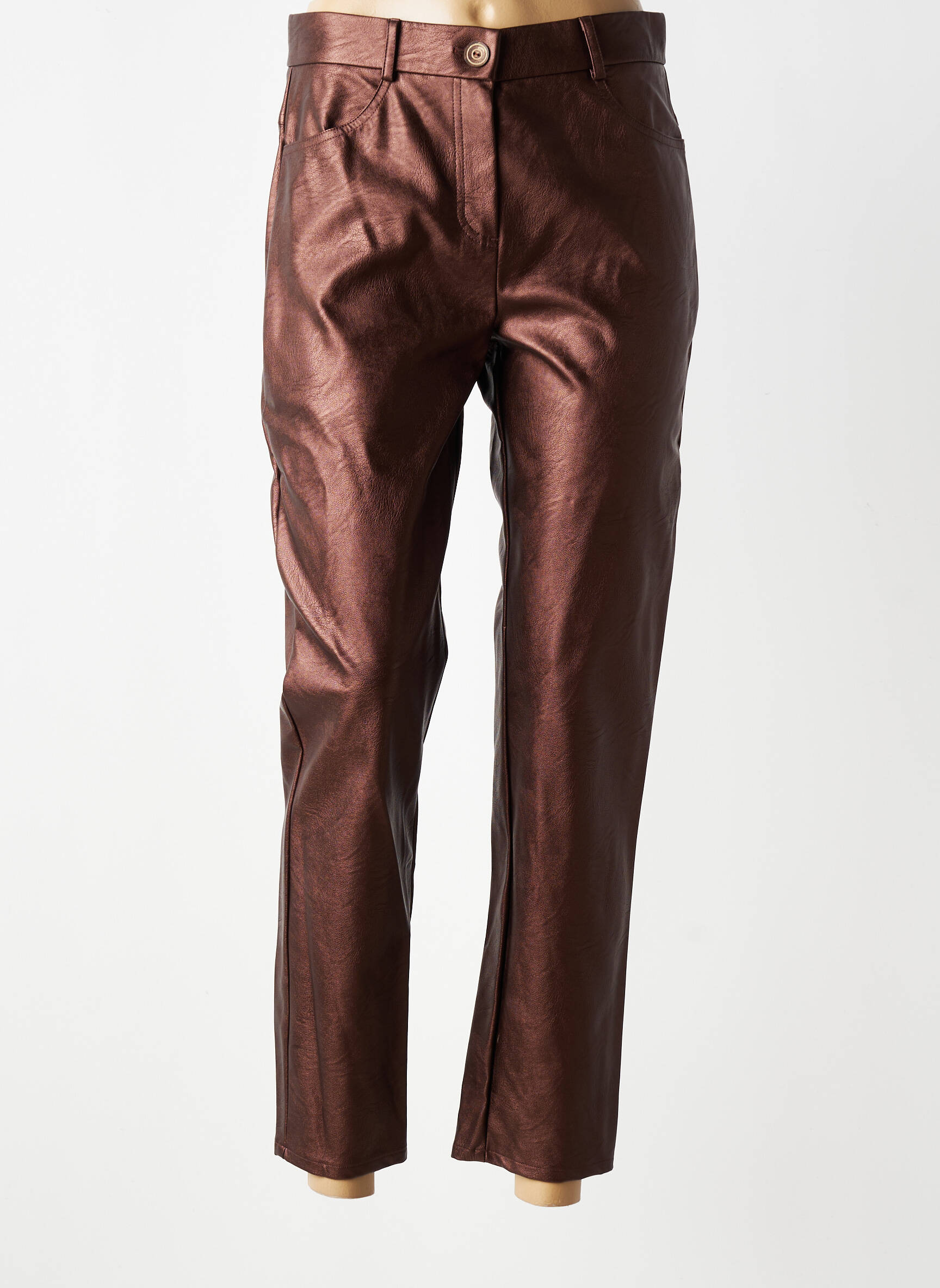 Pantalon slim taille normale taille normale marron GEVANA femme