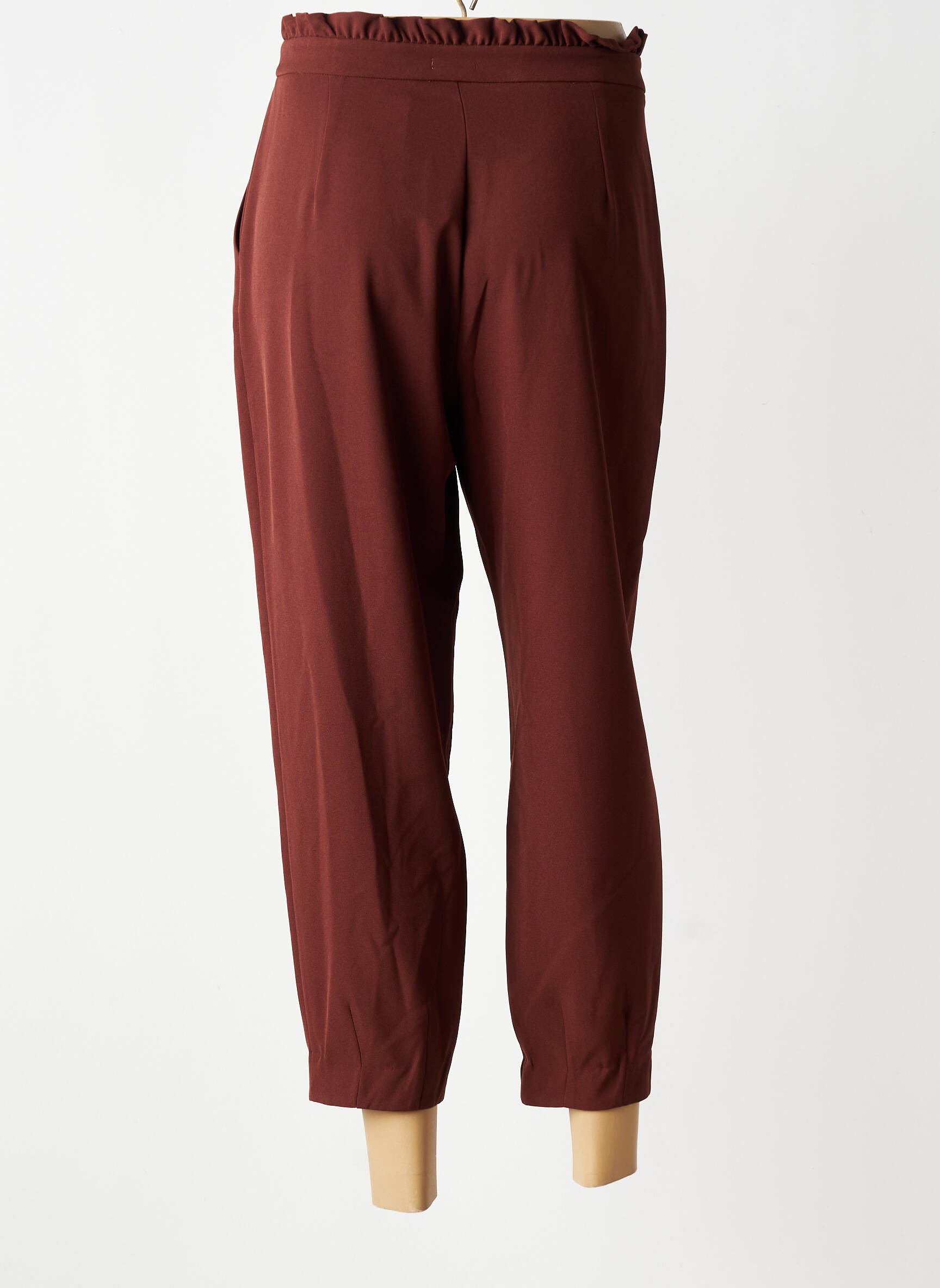 Pantalon slim taille haute taille haute marron GEVANA femme