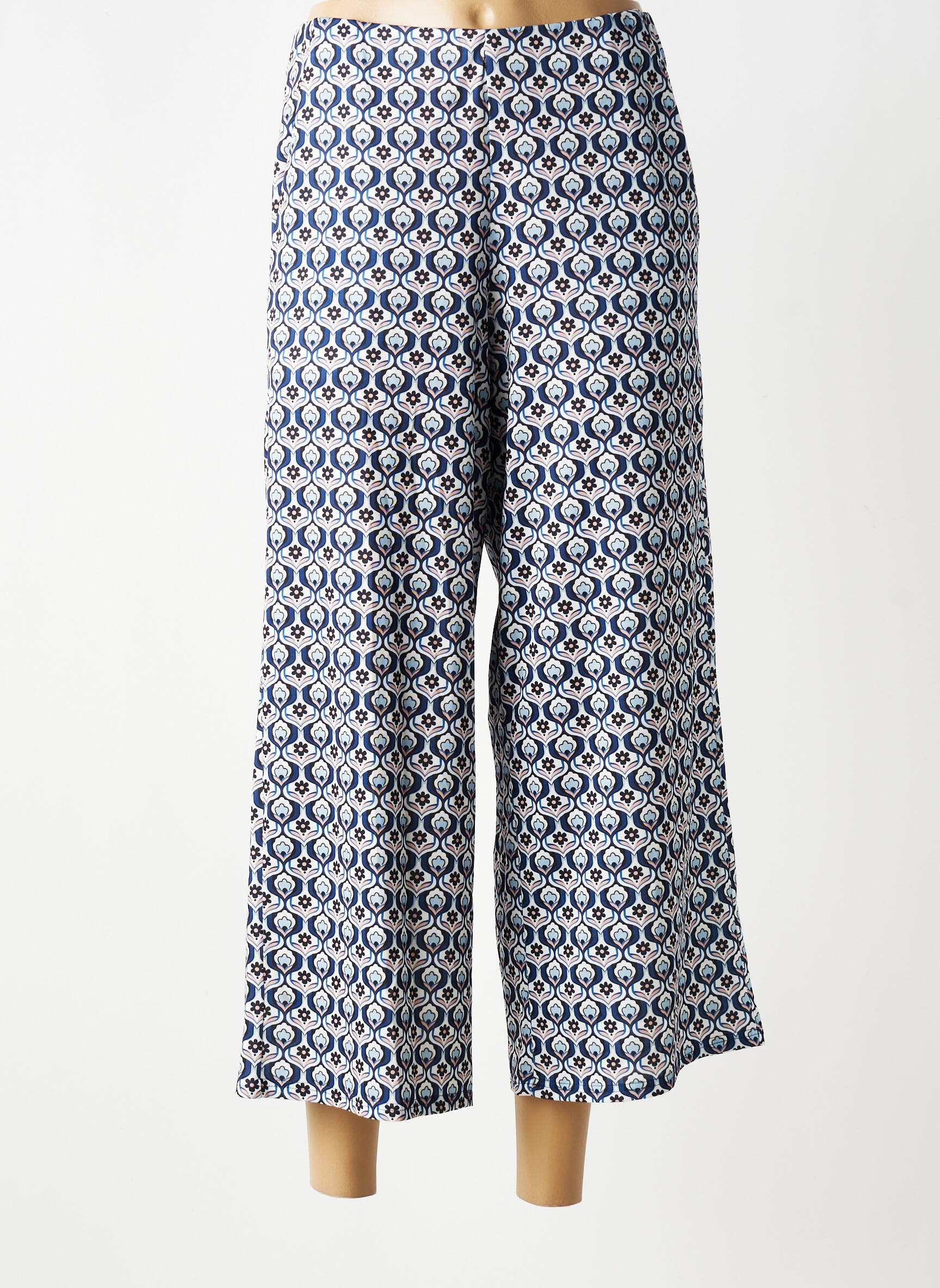 Pantalon large coupe fluide taille normale bleu GEVANA femme