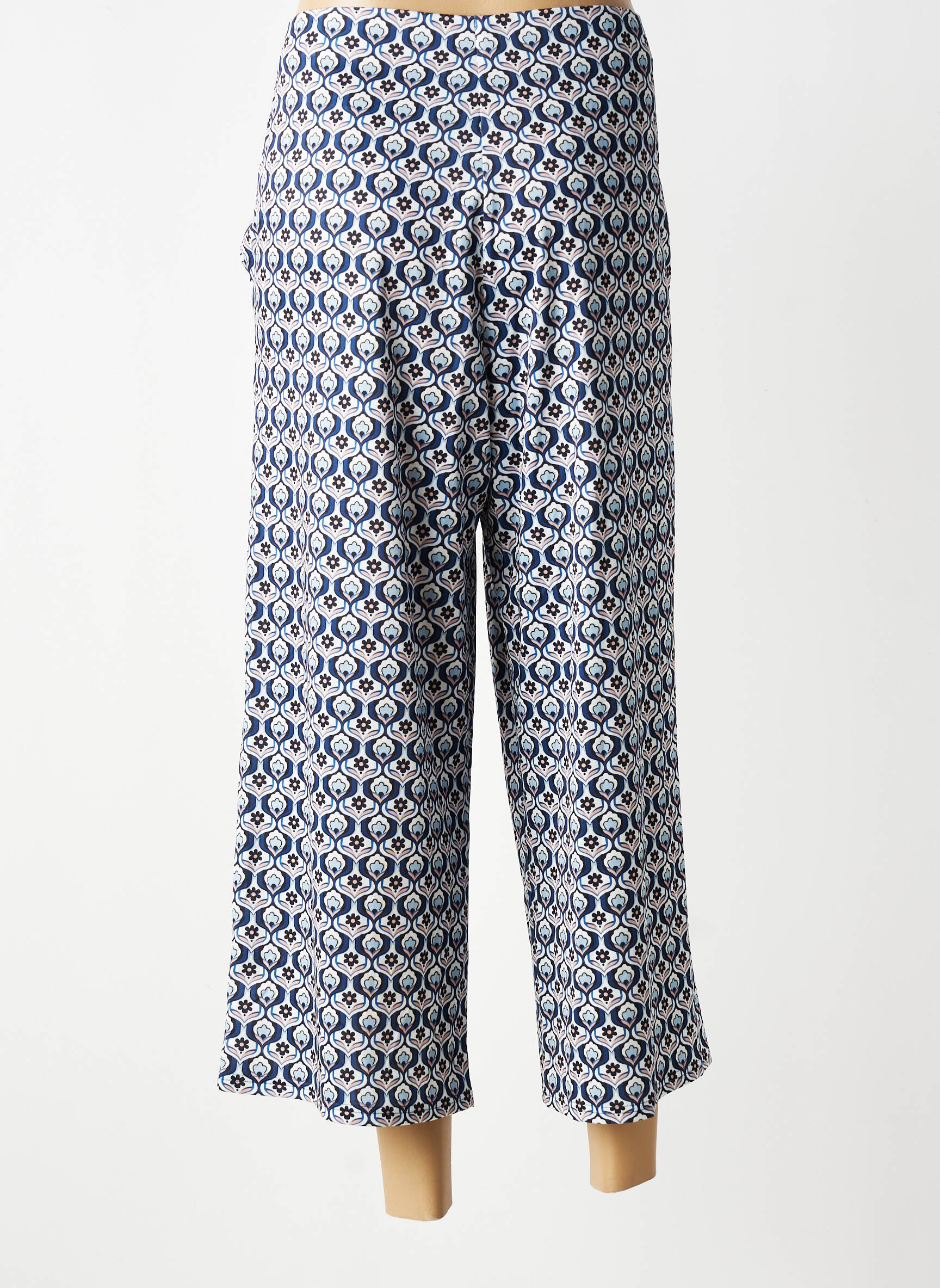 Pantalon large coupe fluide taille normale bleu GEVANA femme