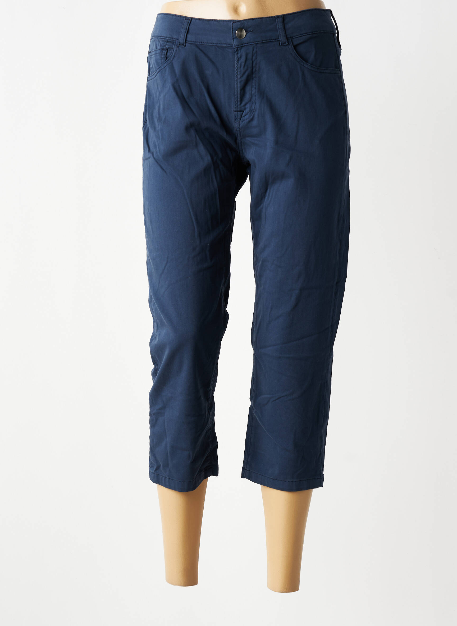 Pantacourt stretch taille normale bleu GEVANA femme