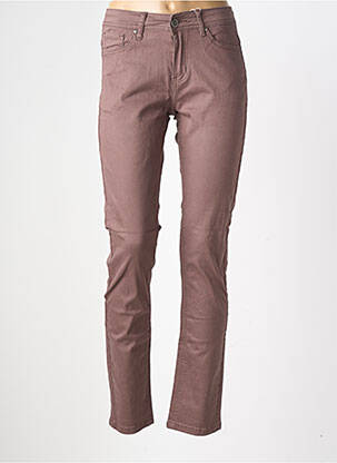 Jeans coupe slim tissage brut taille normale marron GEVANA femme