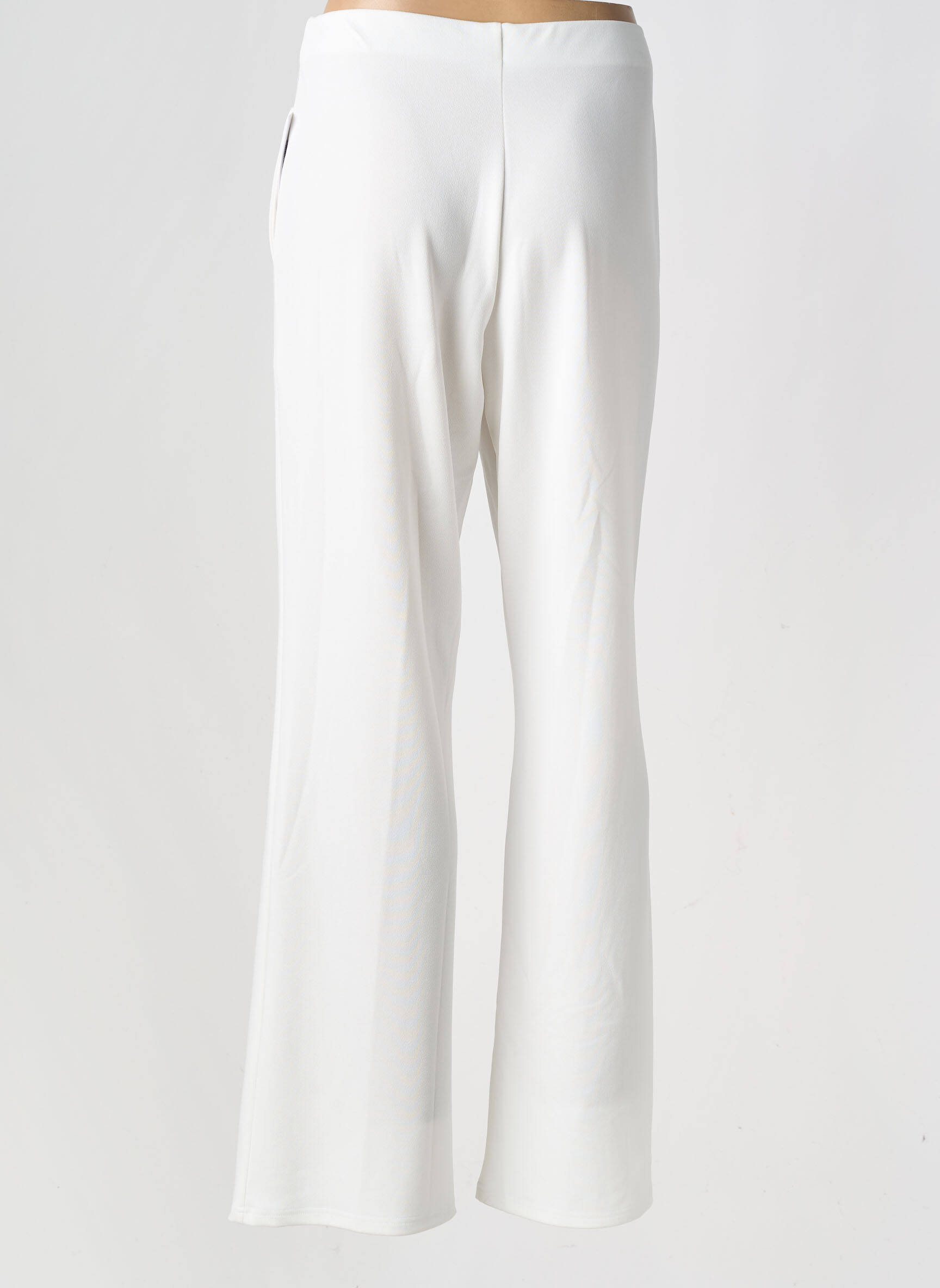 Pantalon droit tissage crêpe taille normale blanc GEVANA femme