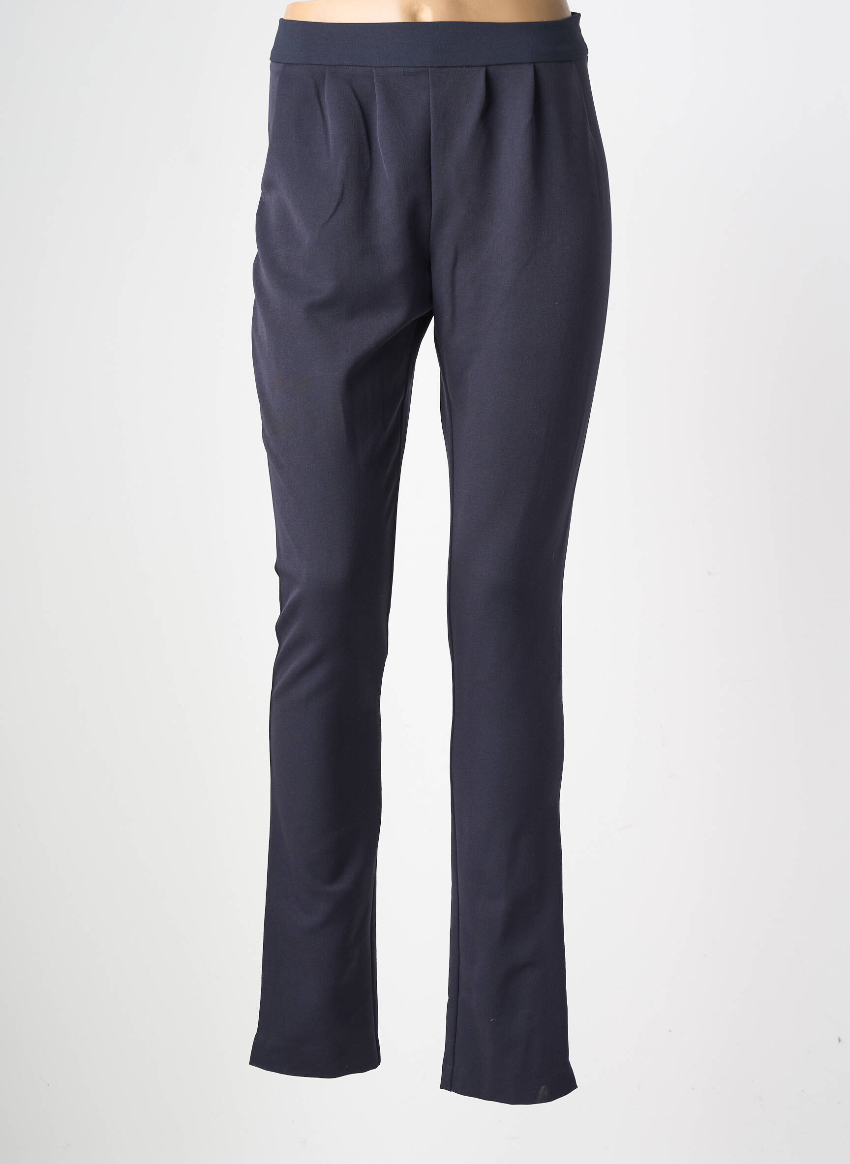 Pantalon slim tissage popeline taille normale bleu GEVANA femme