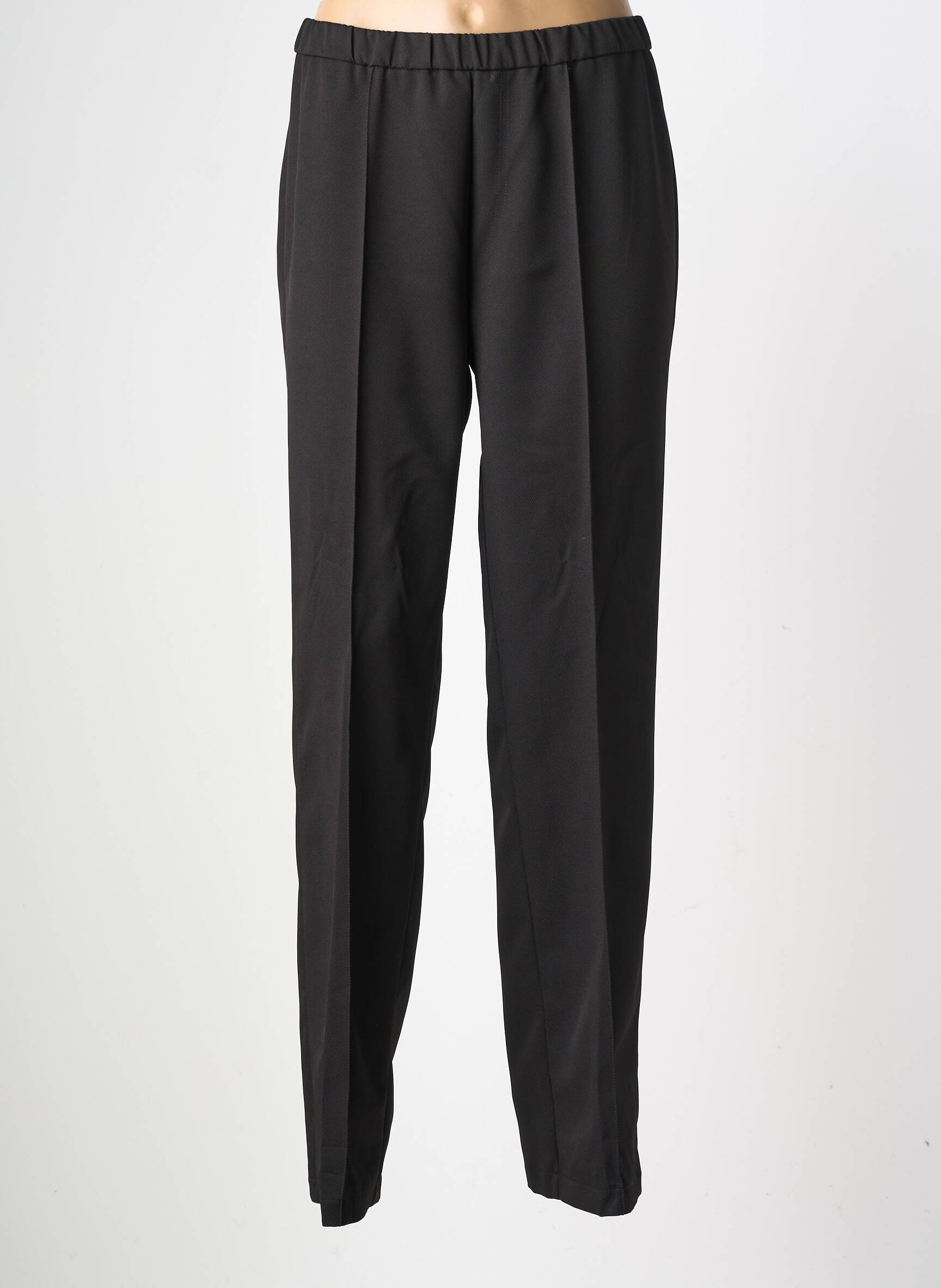 Pantalon droit tissage popeline taille normale noir GEVANA femme