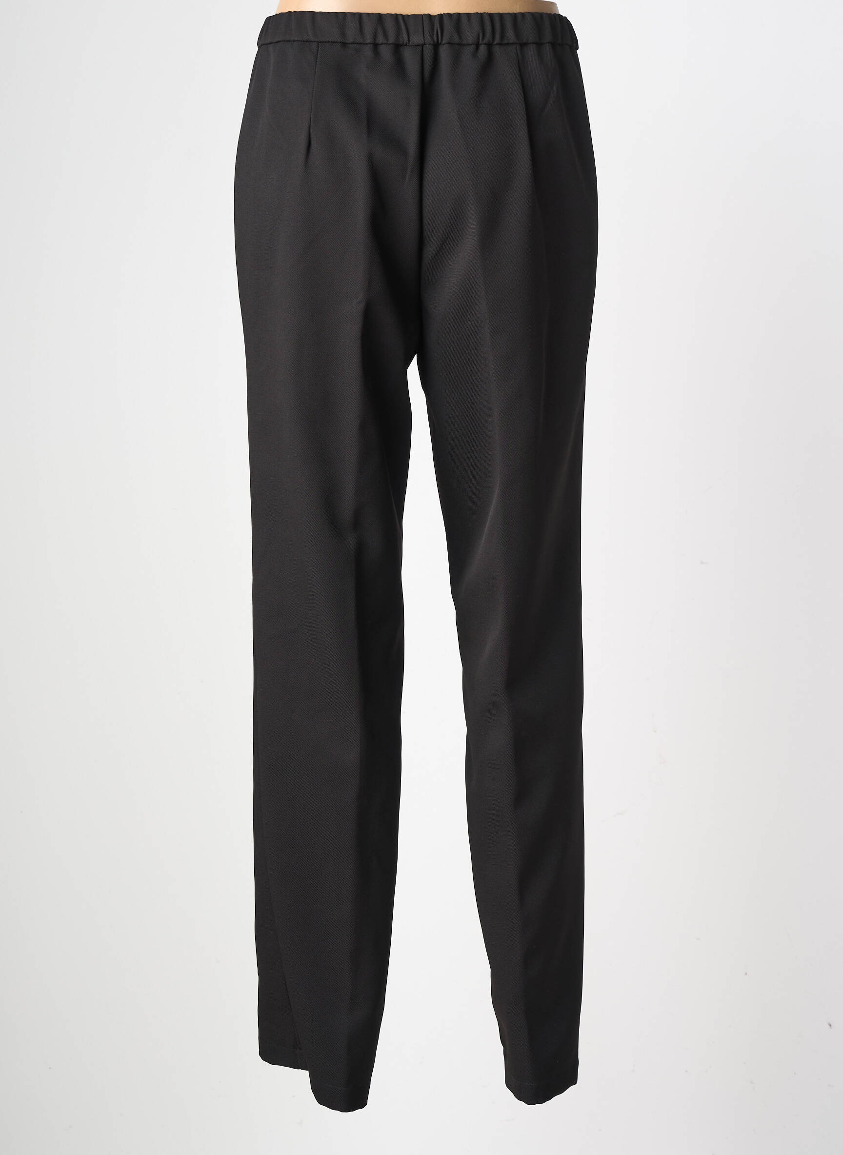 Pantalon droit tissage popeline taille normale noir GEVANA femme