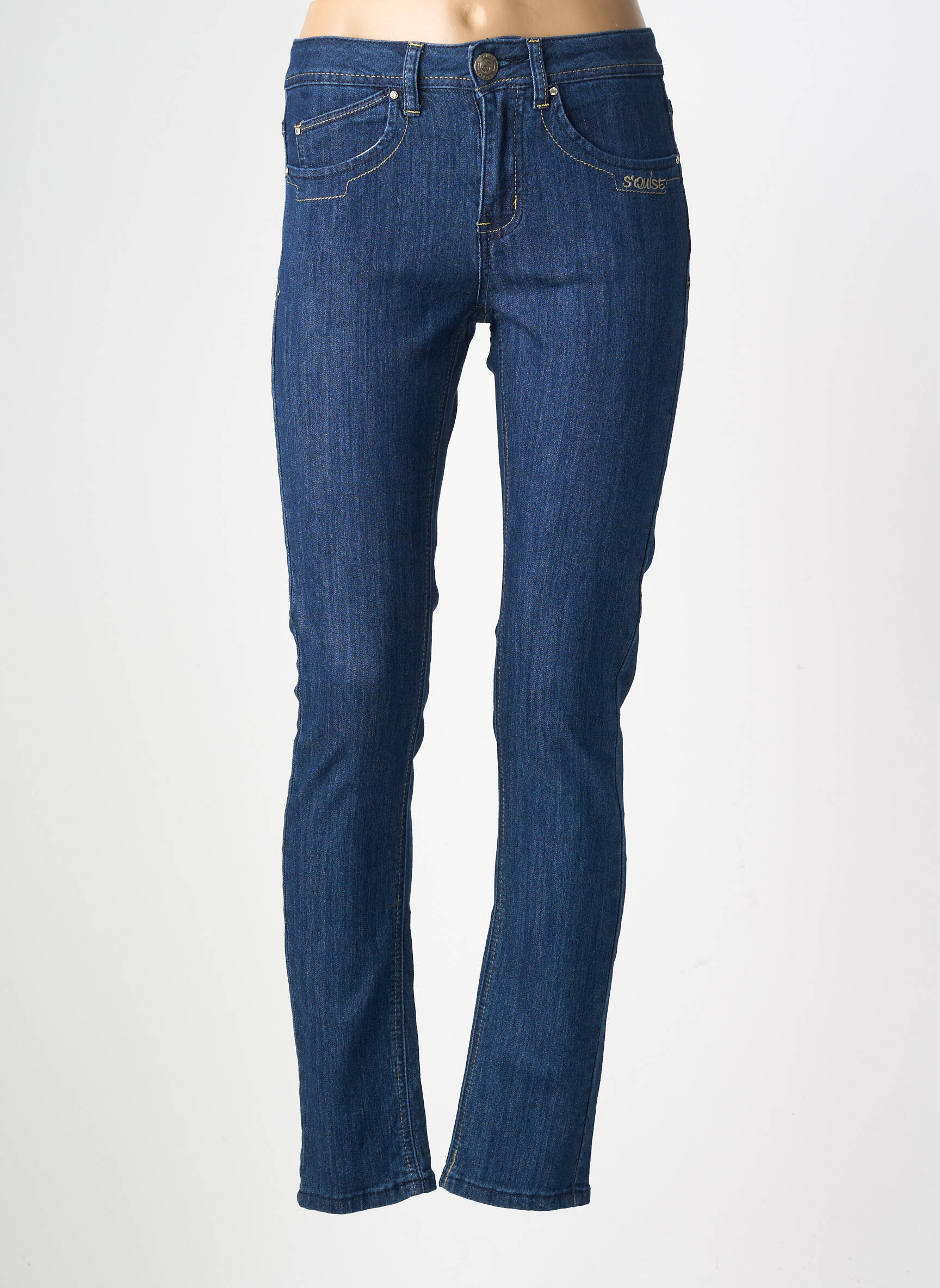 Jeans coupe slim tissage brut taille normale bleu GEVANA femme